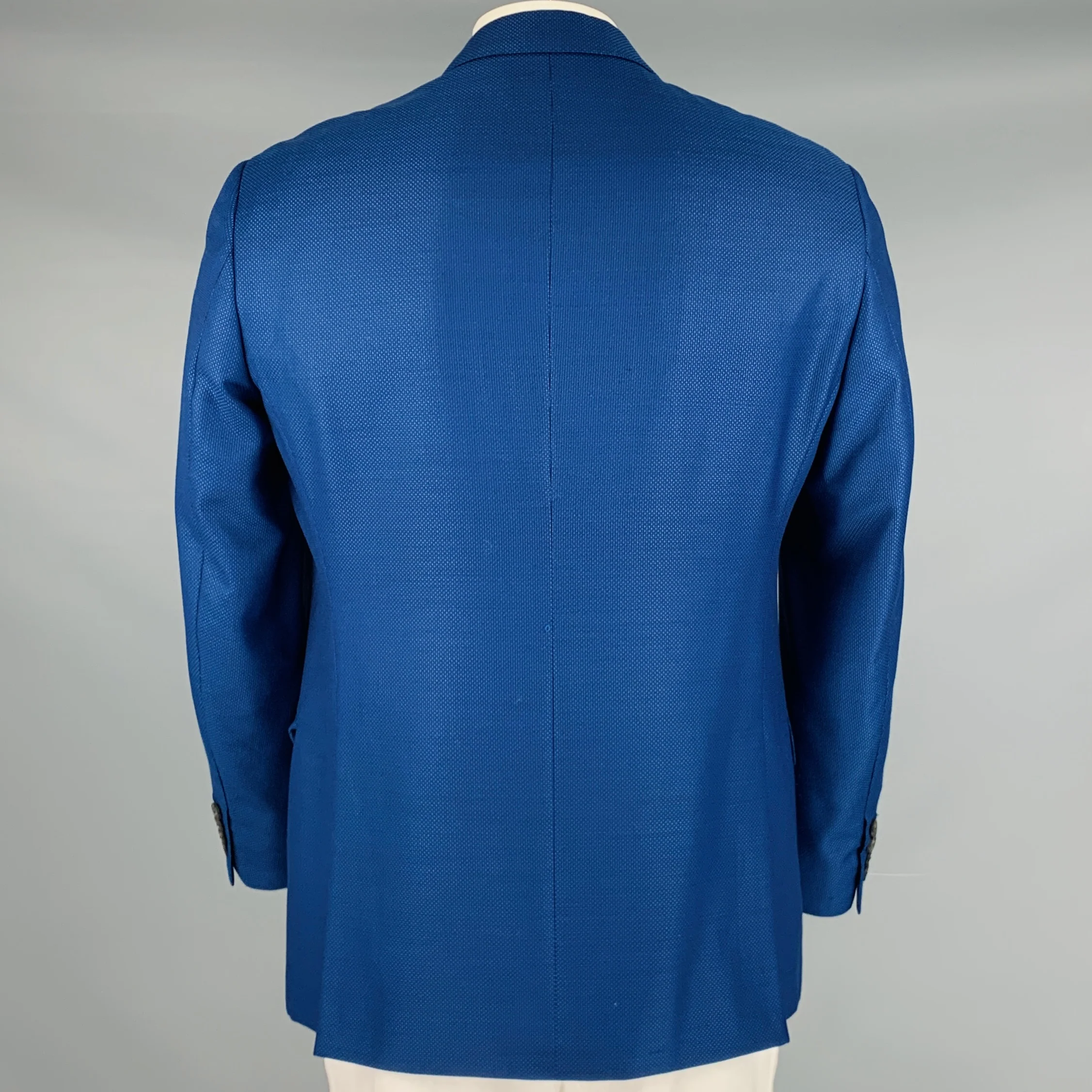 EMPORIO ARMANI Size 42 Blue Nailhead Wool Notch Lapel Sport Coat - Image 4