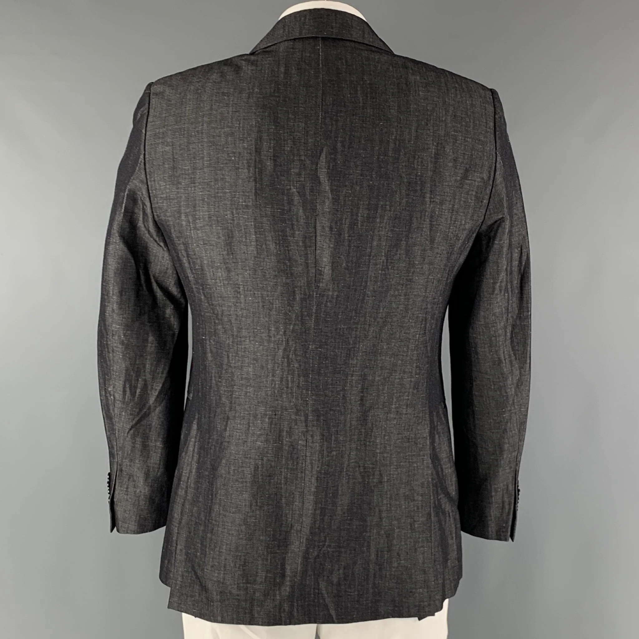 EMPORIO ARMANI Size 42 Charcoal Peak Lapel Sport Coat - Image 3
