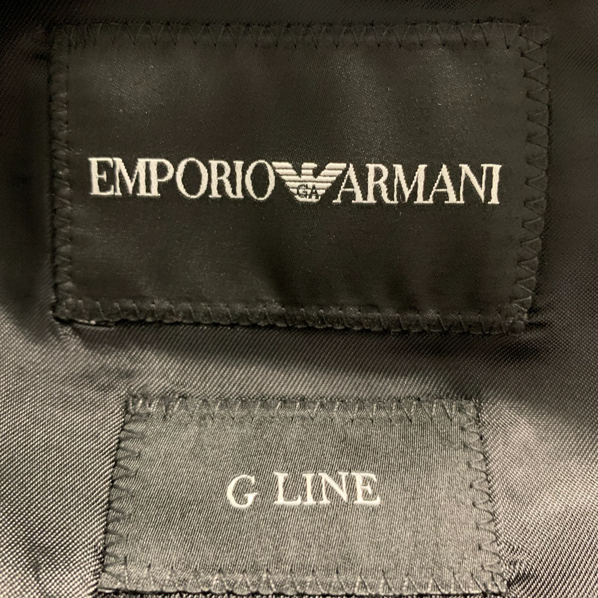 EMPORIO ARMANI Size 42 Grey Black Woven Wool Peak Lapel Tuxedo - Image 9