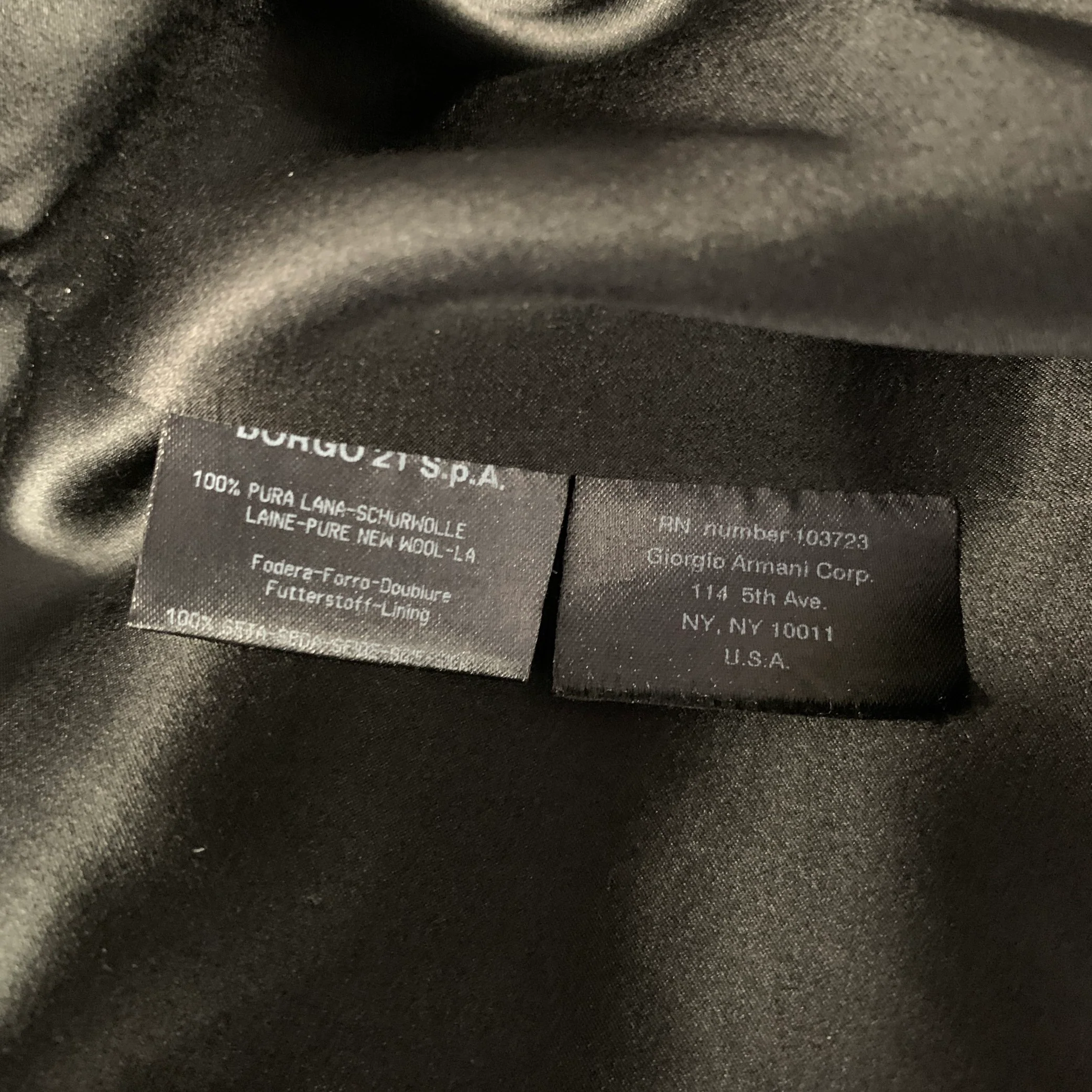 EMPORIO ARMANI Size 44 Black Wool Peak Lapel Sport Coat - Image 6