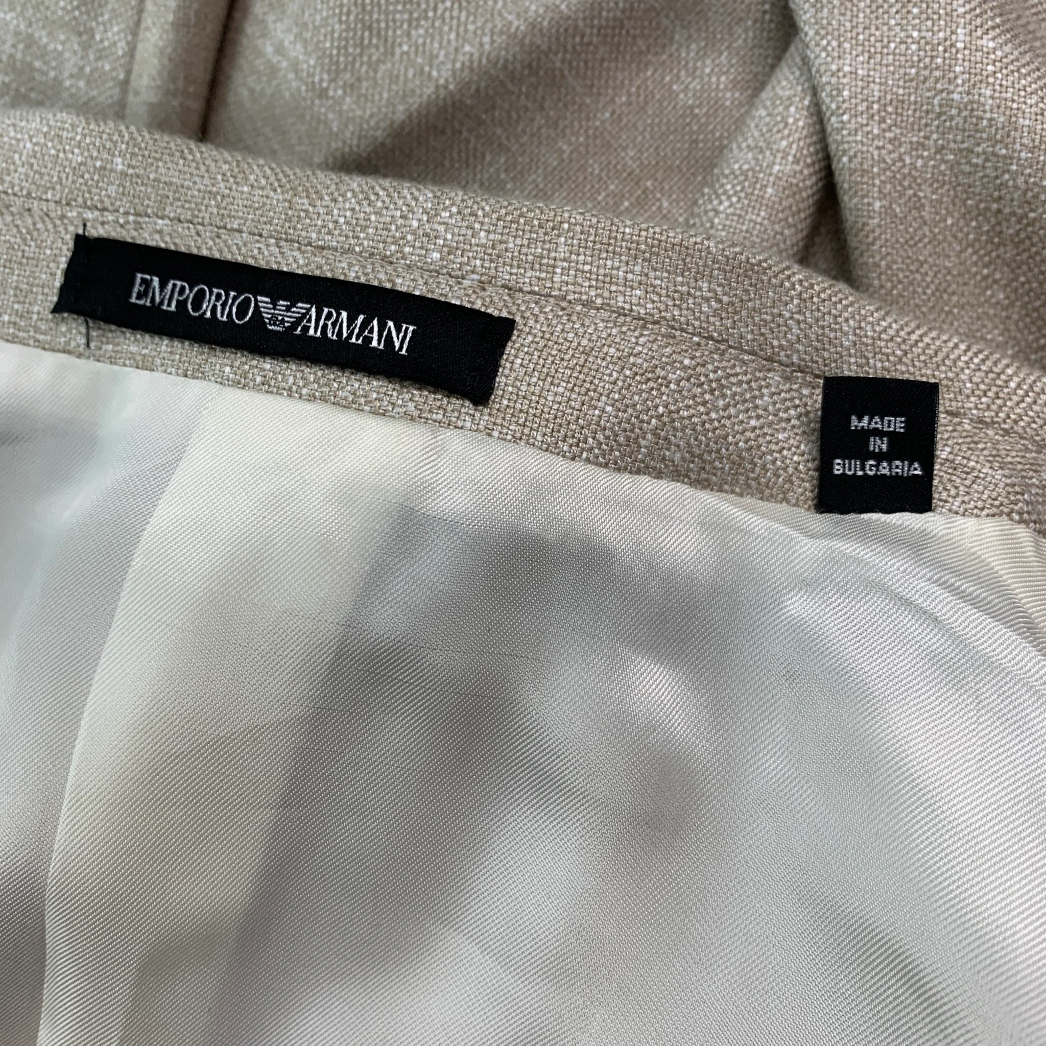 EMPORIO ARMANI Size 44 Cream Black Viscose Blend Peak Lapel Sport Coat - Image 4