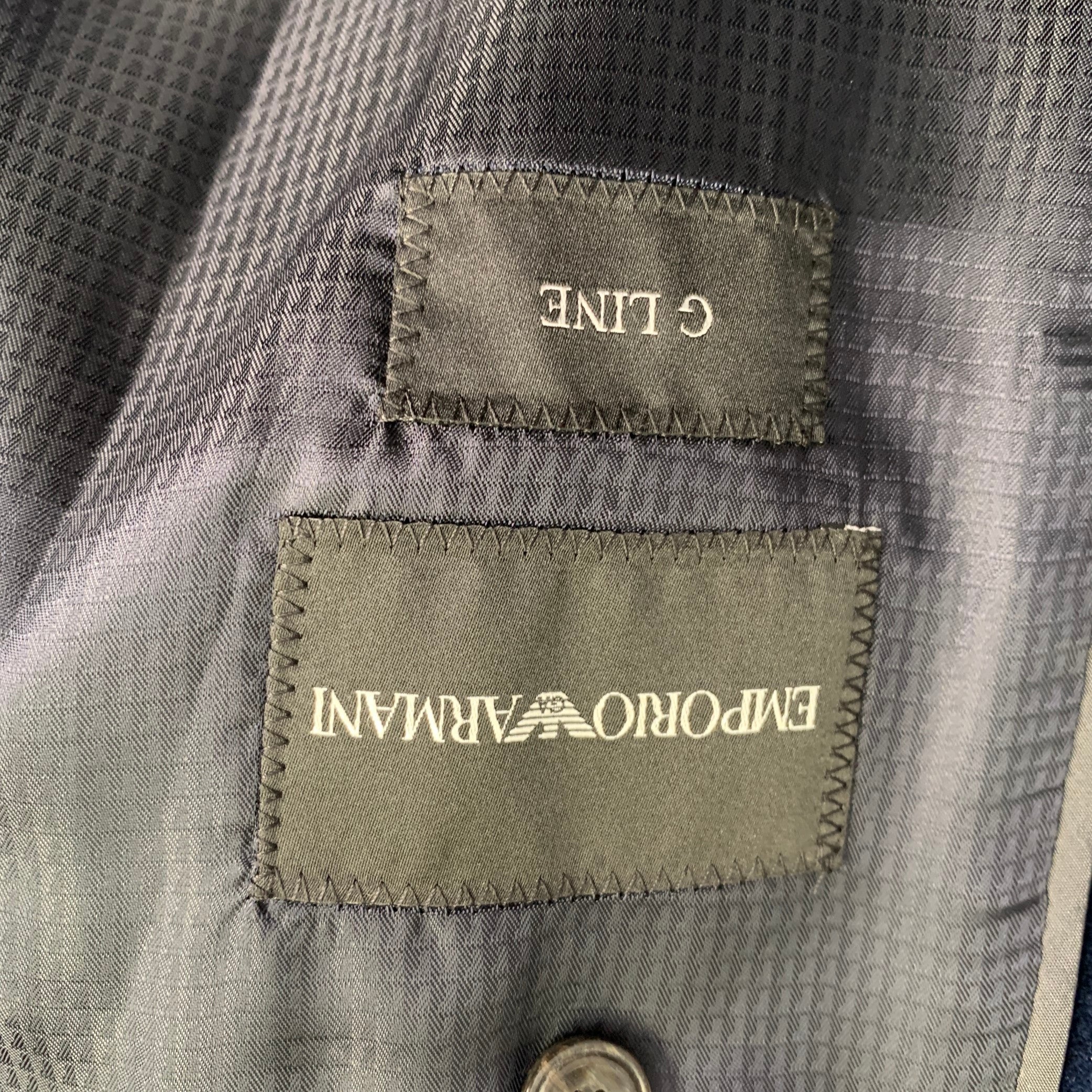 EMPORIO ARMANI Size 48 Navy Velvet Cotton Notch Lapel Sport Coat - Image 5