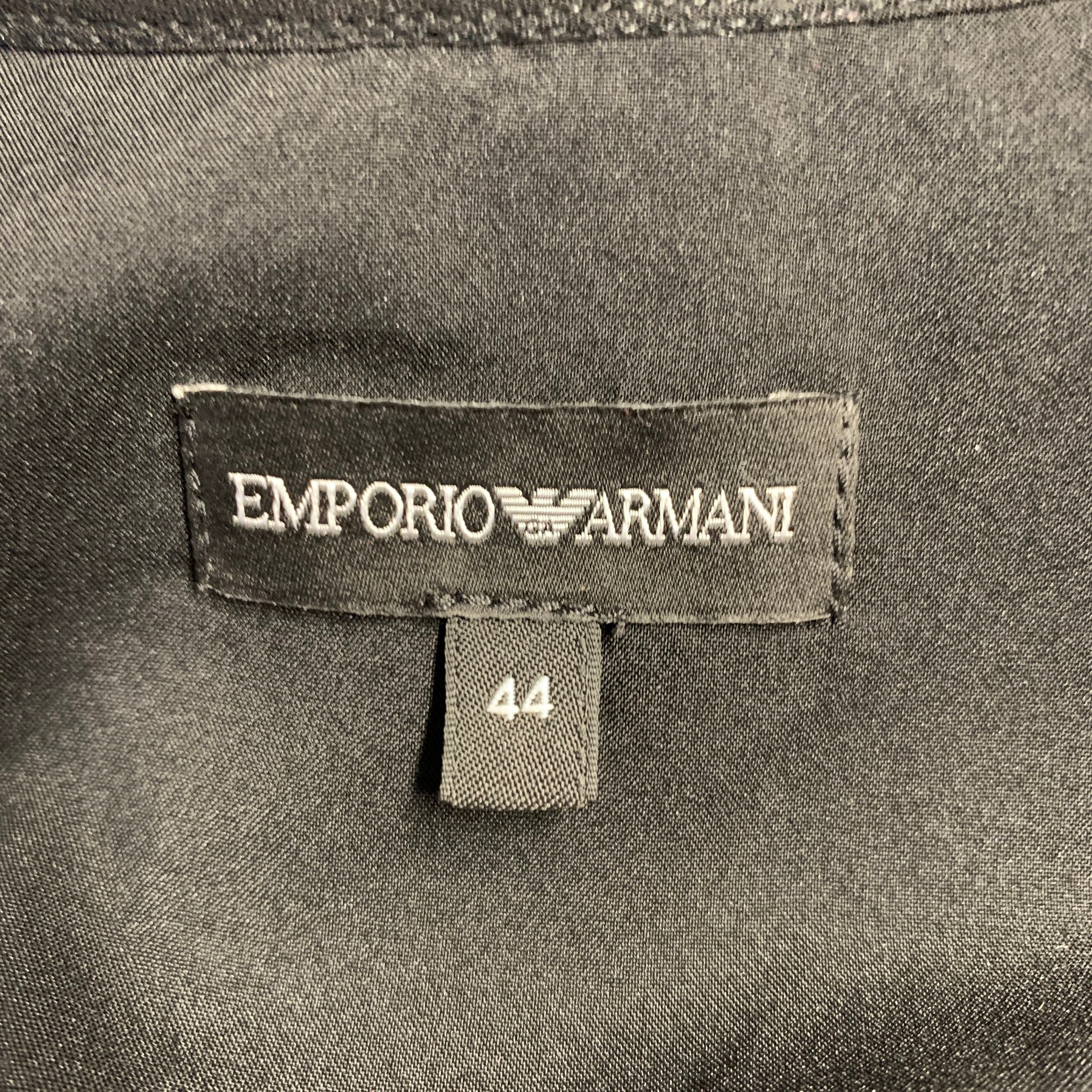 EMPORIO ARMANI Size 8 Black Polyester Blend Sequined V-Neck Dress - Image 4