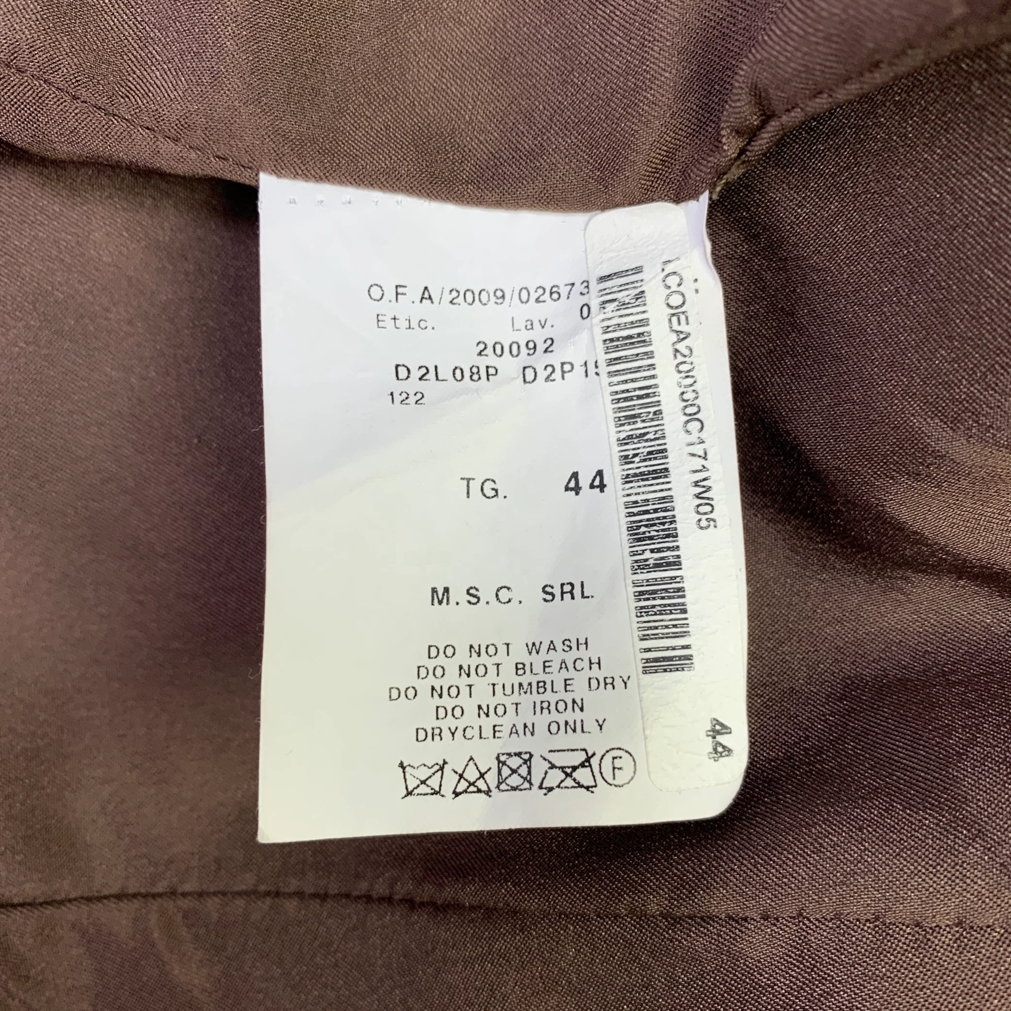 EMPORIO ARMANI Size 8 Brown Lambskin Leather Embroidered Single Breasted Coat - Image 7