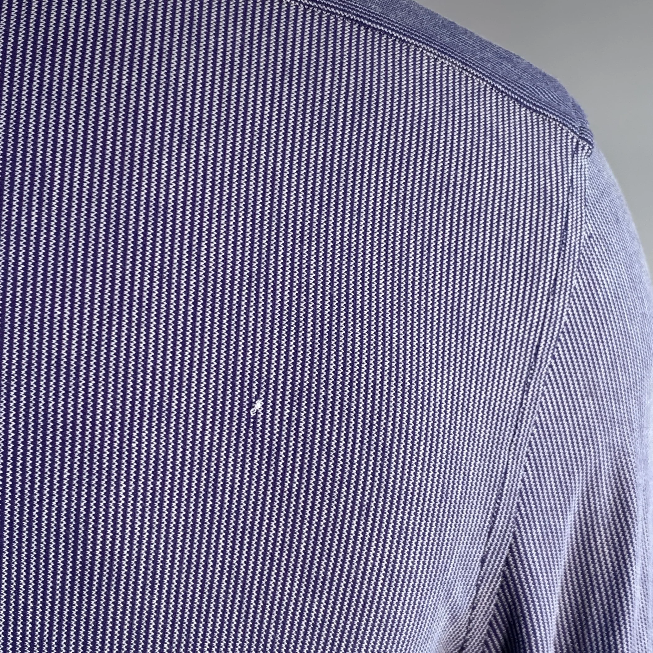 EMPORIO ARMANI Size L Blue White Zig Zag Polyamide Blend Long Sleeve Shirt - Image 5