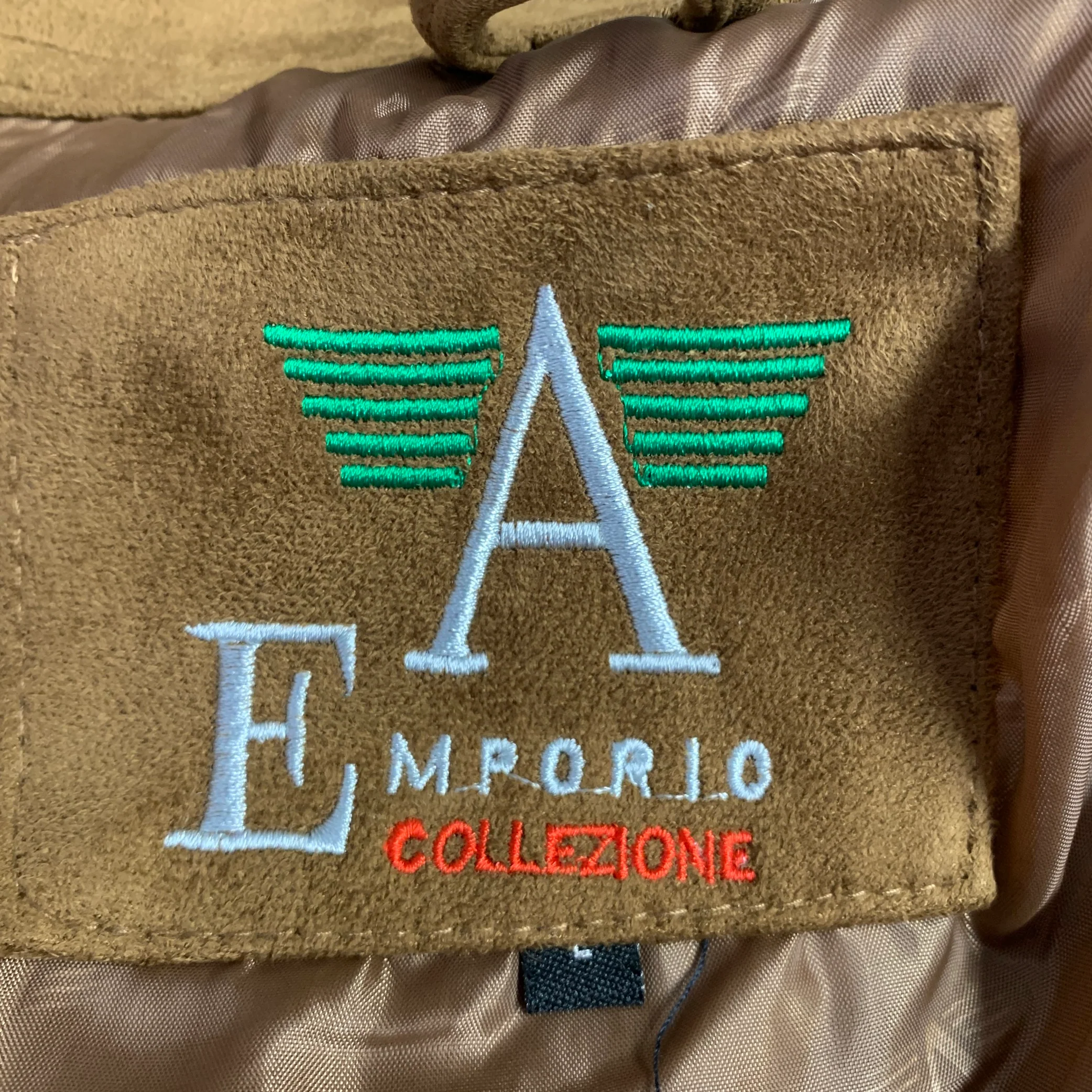 EMPORIO ARMANI Size L Camel Faux Suede Zip Up Jacket - Image 5