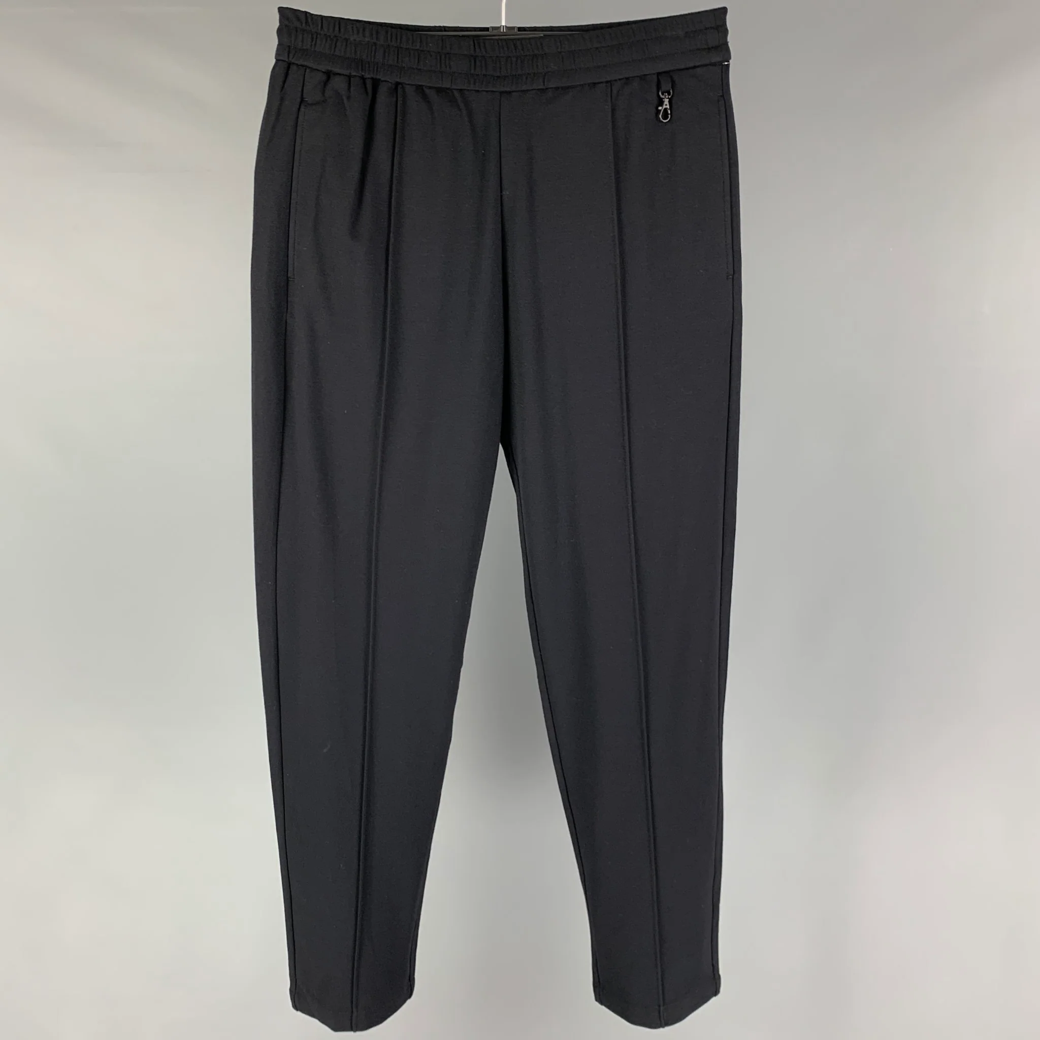 EMPORIO ARMANI Size M Black Viscose Blend Elastic Waistband Casual Pants