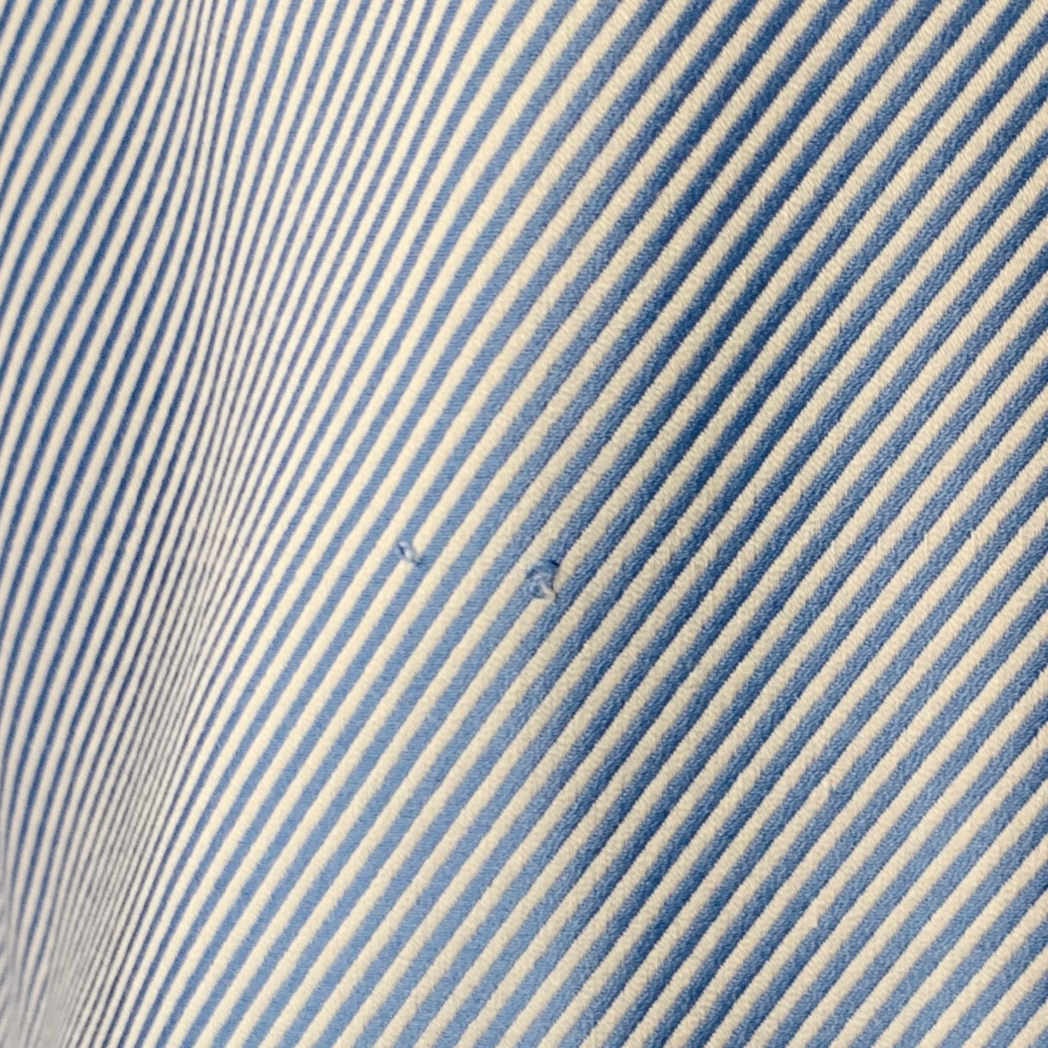 EMPORIO ARMANI Size M Blue White Stripe French Cuff Long Sleeve Shirt - Image 6