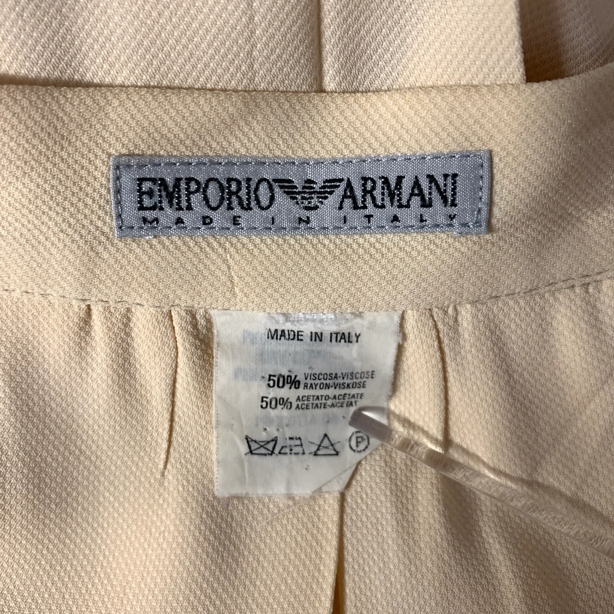 EMPORIO ARMANI Size M Cream Viscose Blend Pleated Skirt - Image 5
