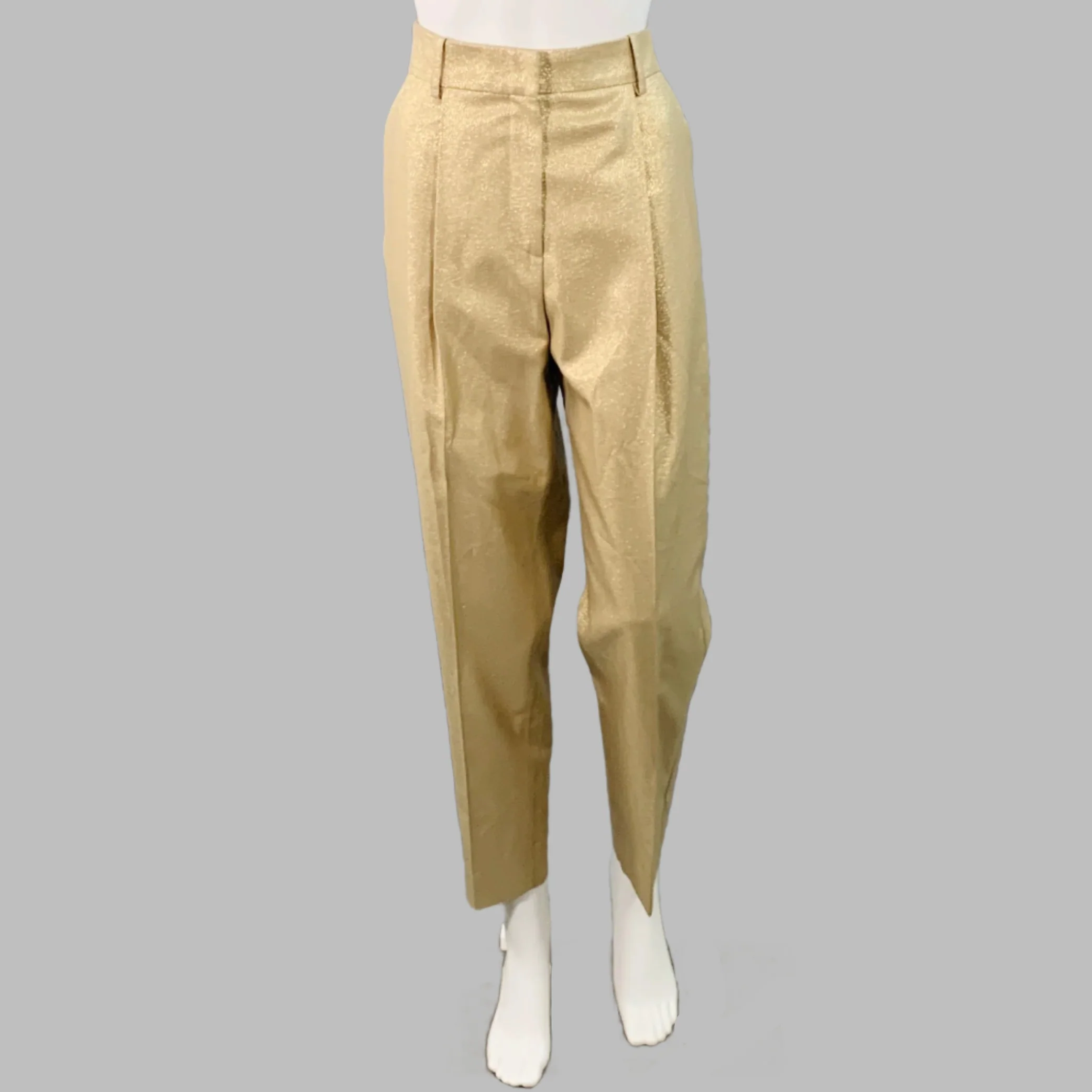 EMPORIO ARMANI Size M Gold Metallic Notch Lapel Pantsuit - Image 4