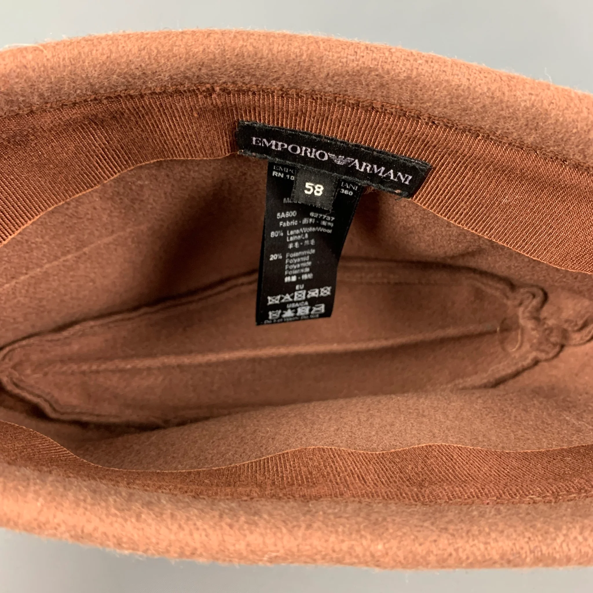 EMPORIO ARMANI Size One Size Brown Wool Blend Military Hat - Image 5