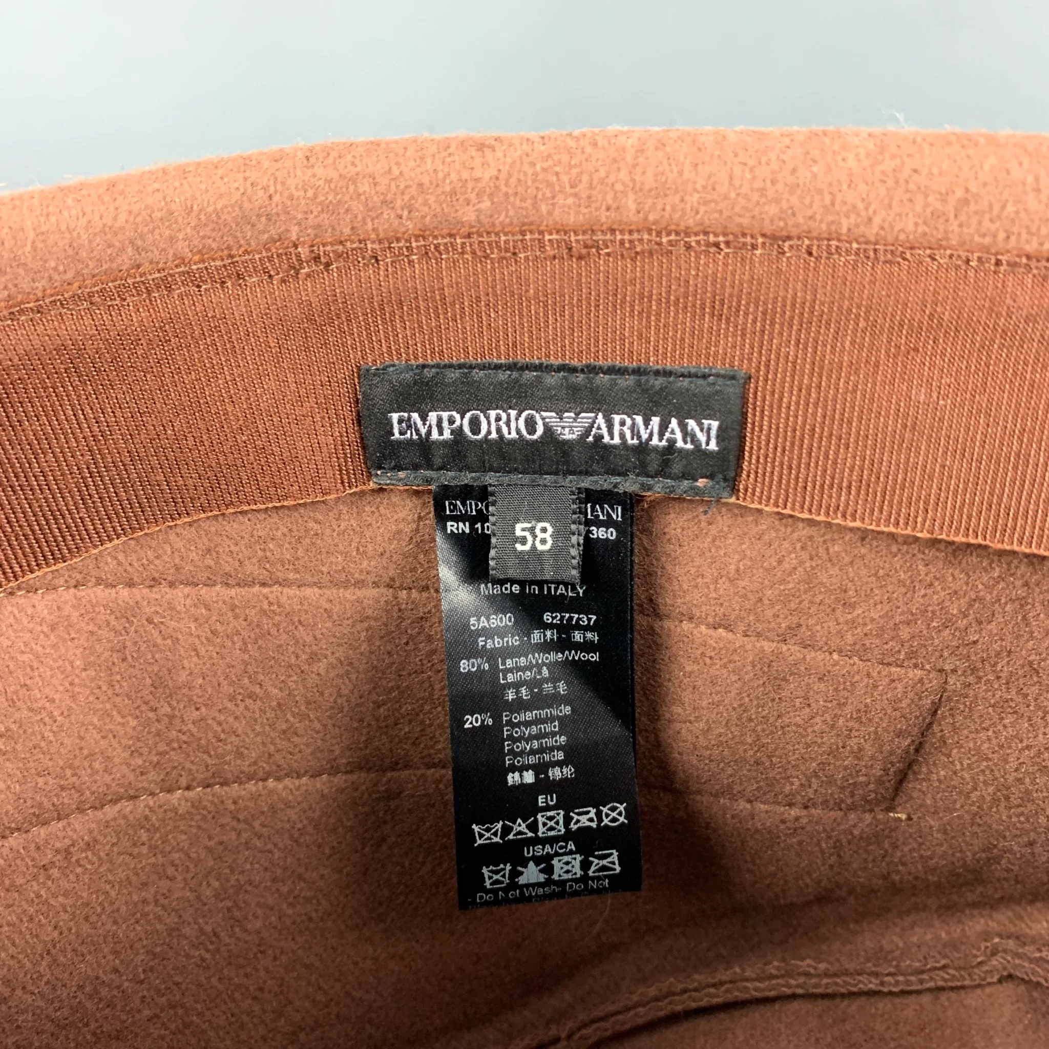 EMPORIO ARMANI Size One Size Brown Wool Blend Military Hat - Image 6