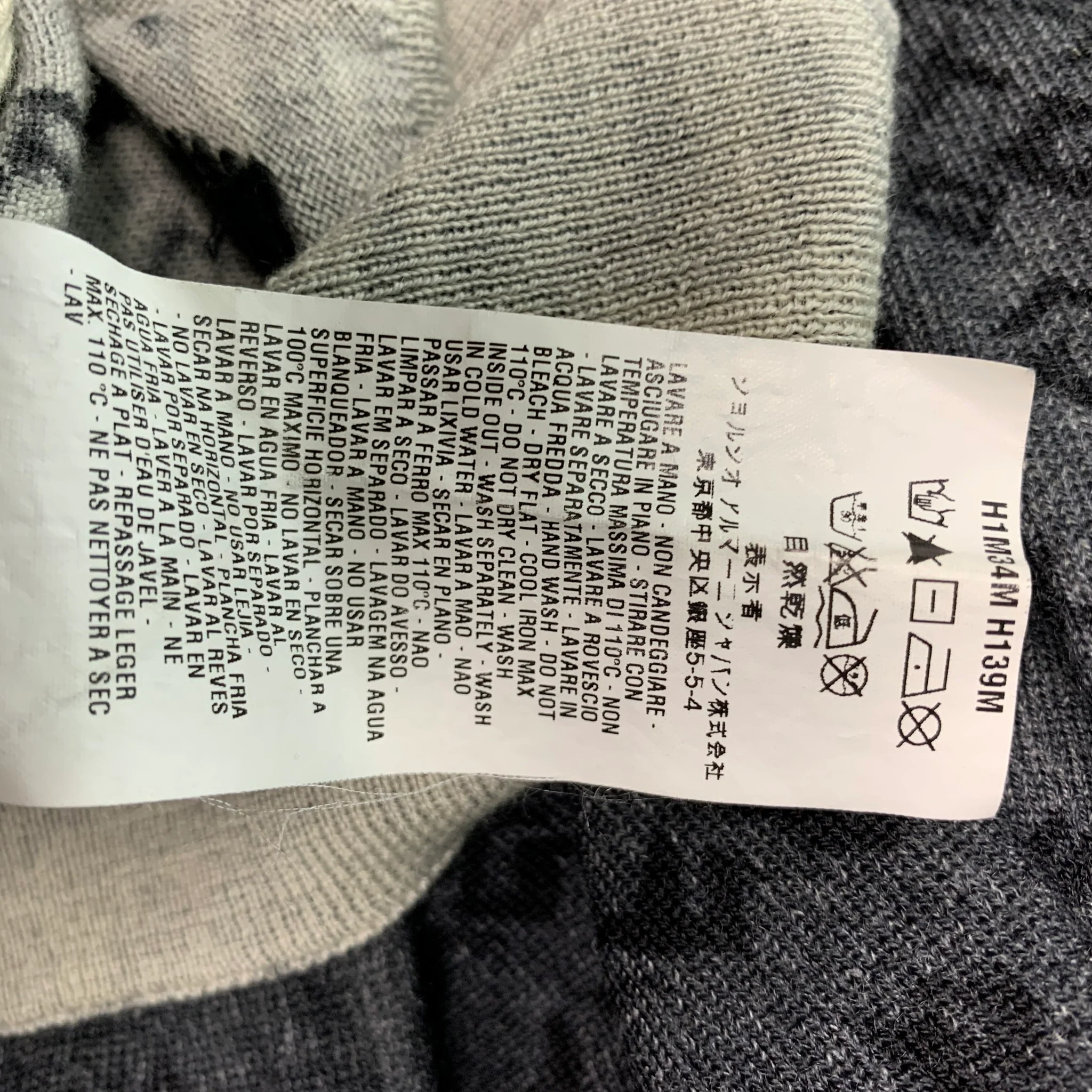 EMPORIO ARMANI Size S Grey Charcoal Abstract Virgin Wool Crew-Neck Pullover - Image 6