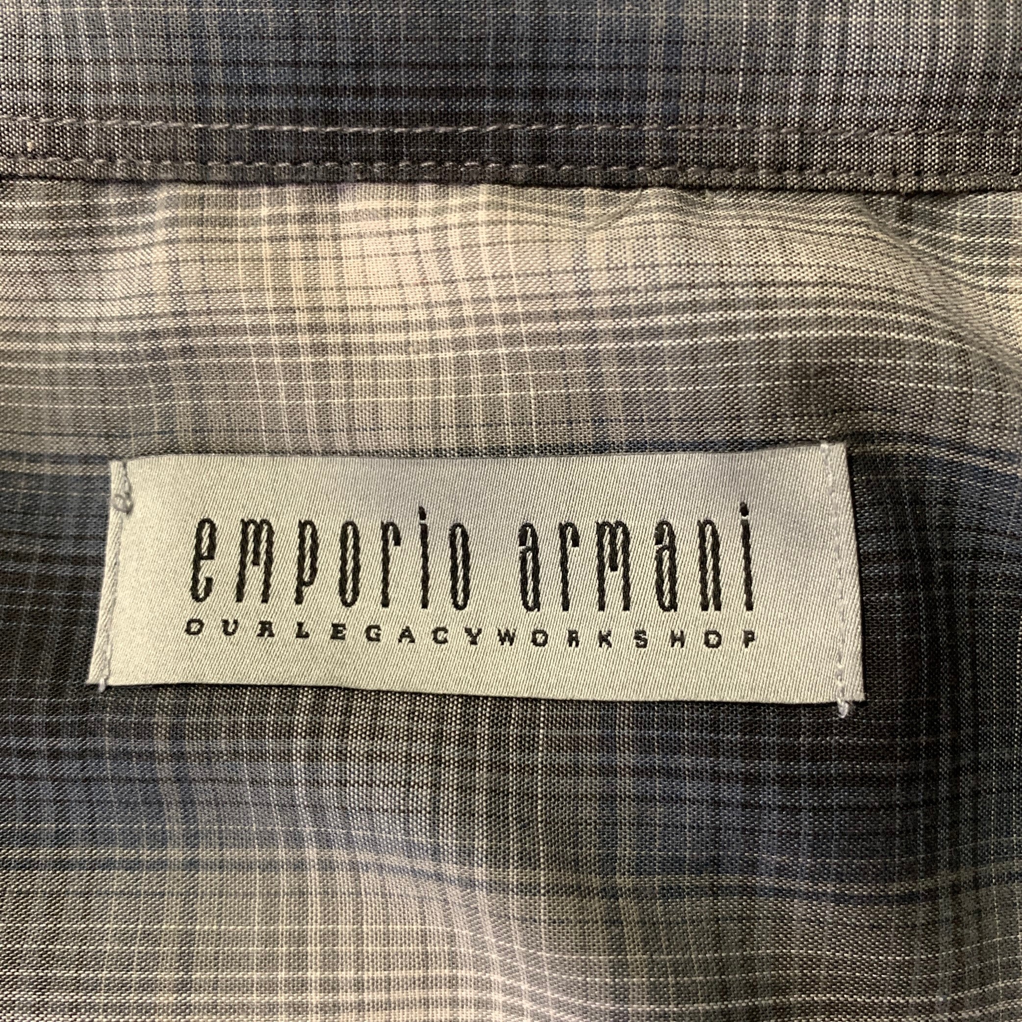 EMPORIO ARMANI Size S Grey Ombre Plaid Cotton Polyester Long Sleeve Shirt - Image 5