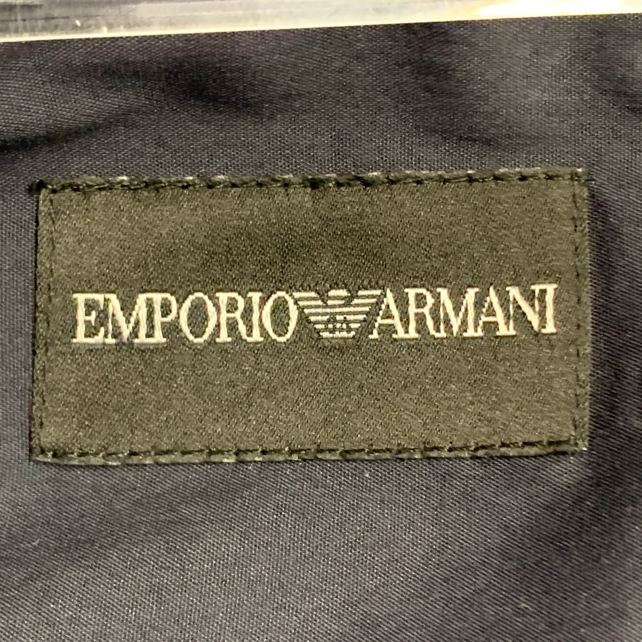EMPORIO ARMANI Size S Navy Light Blue Cotton Blend Contrast Trim Long Sleeve Shirt - Image 5