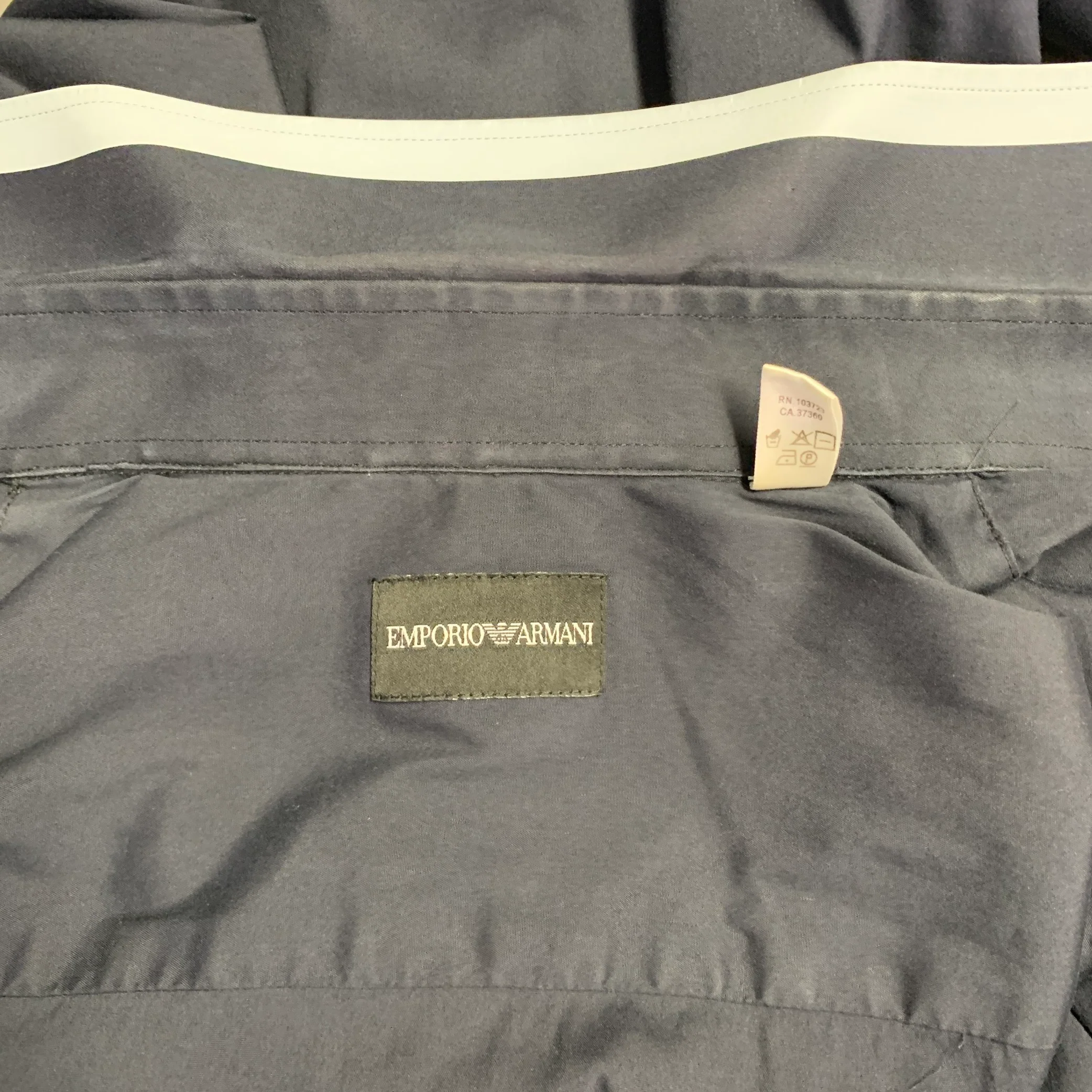 EMPORIO ARMANI Size S Navy Light Blue Cotton Blend Contrast Trim Long Sleeve Shirt - Image 7