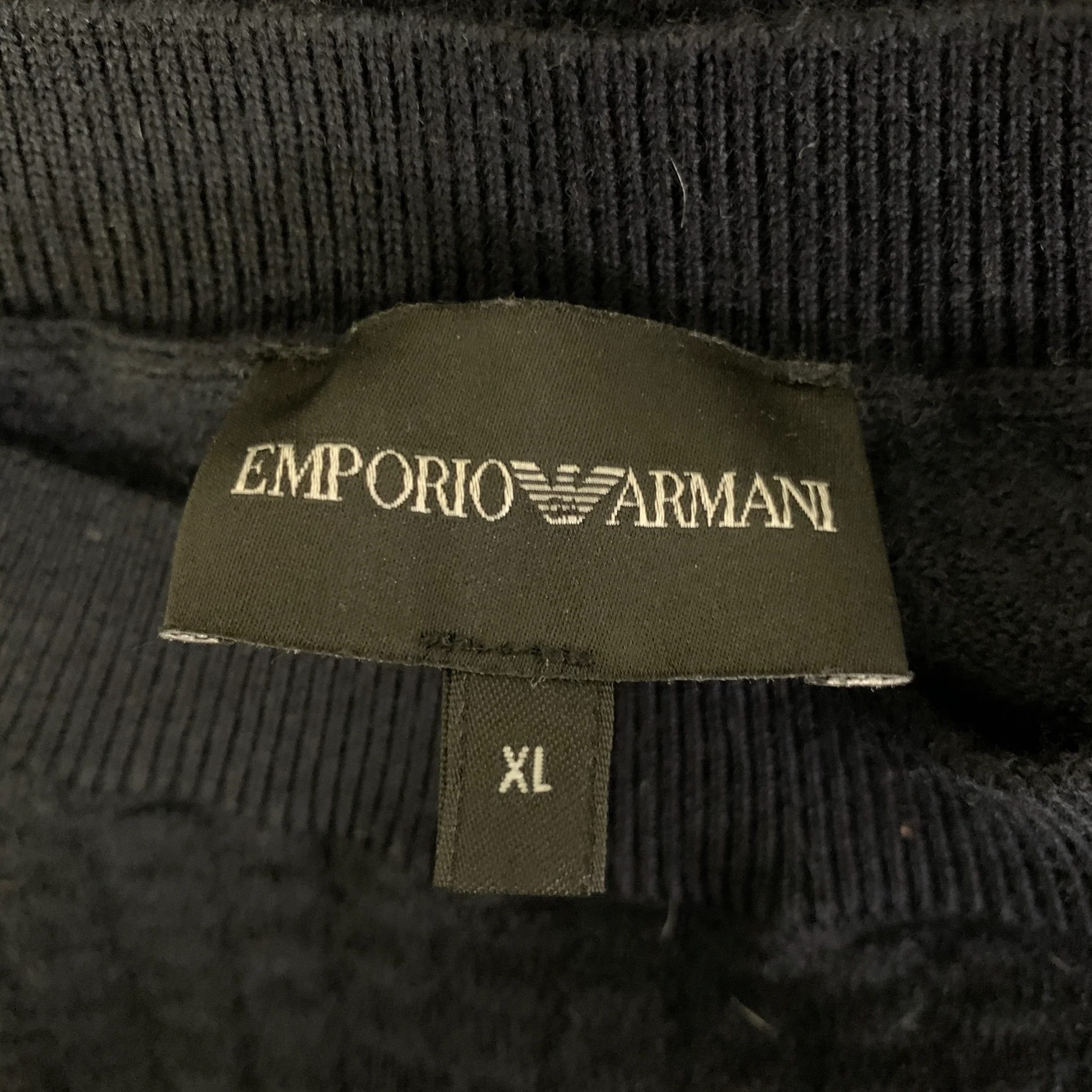 EMPORIO ARMANI Size XL Black Waffle Knit Wool Blend Crew-Neck Pullover - Image 5