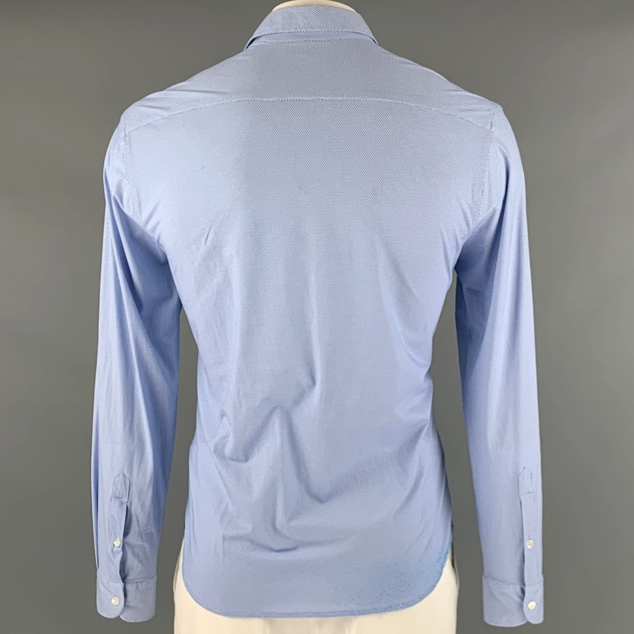 EMPORIO ARMANI Size XXL Blue White Nailhead Long Sleeve Shirt - Image 3