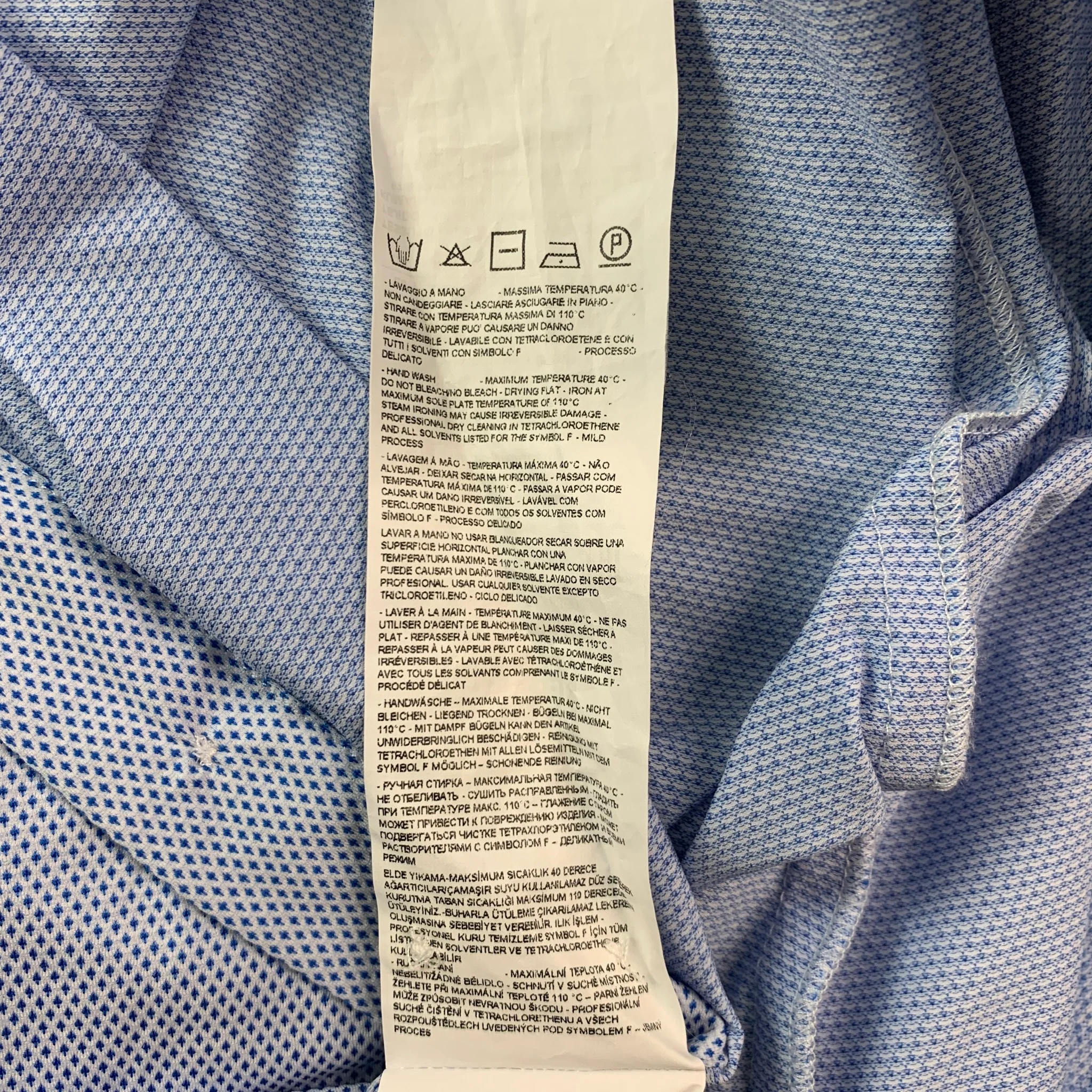 EMPORIO ARMANI Size XXL Blue White Nailhead Long Sleeve Shirt - Image 7