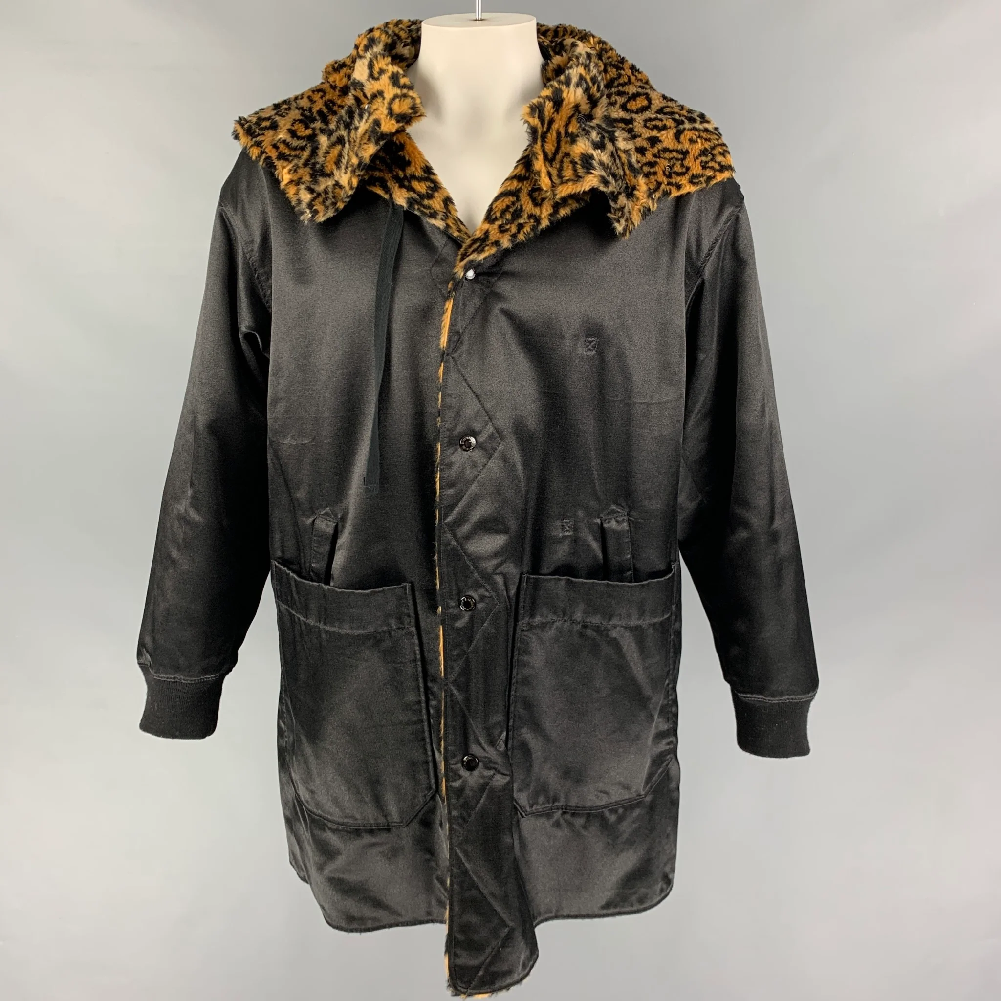 ENGINEERED GARMENTSSize L Black Tan Animal Print Polyester / Cotton Coat - Image 2