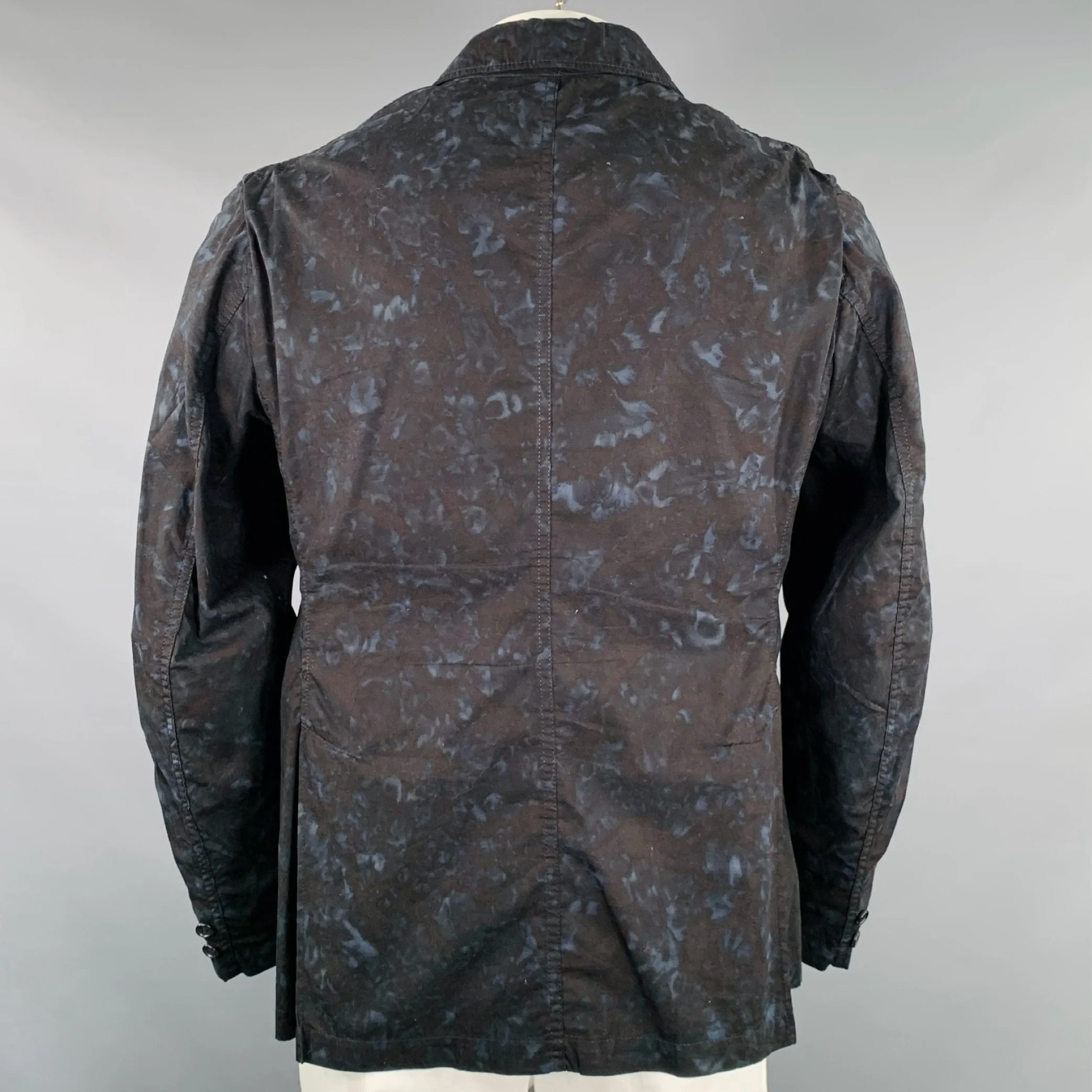ENGINEERED GARMENTS Size L Black Blue Marbled Cotton Chore Jacket - Image 4
