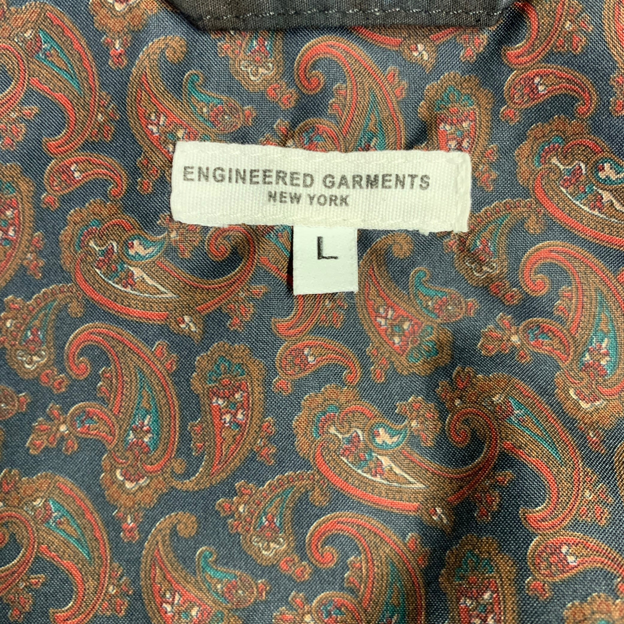 ENGINEERED GARMENTS Size L Black Blue Marbled Cotton Chore Jacket - Image 5