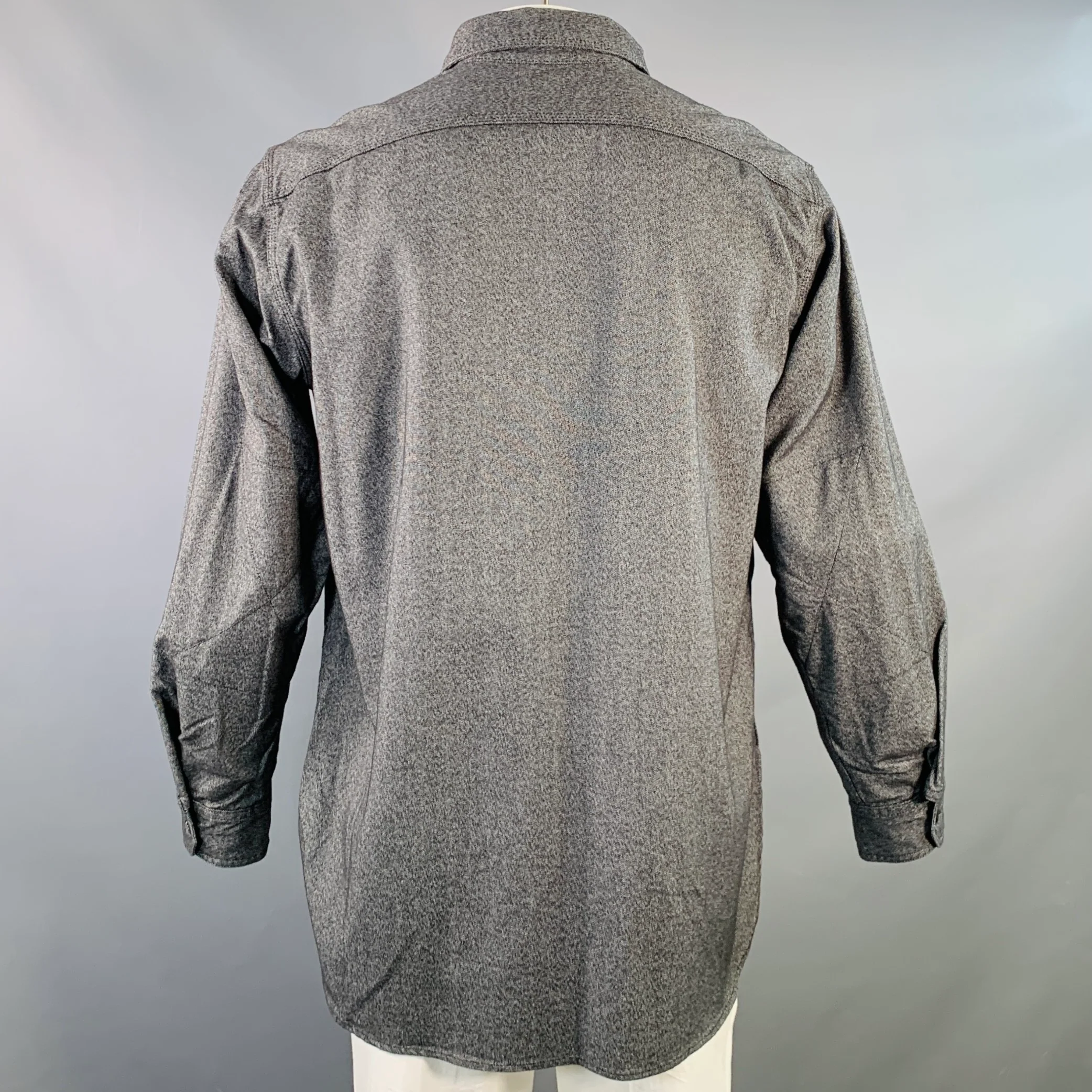 ENGINEERED GARMENTS Size L Grey Heather Cotton Two Pockets Long Sleeve Shirt - Image 4