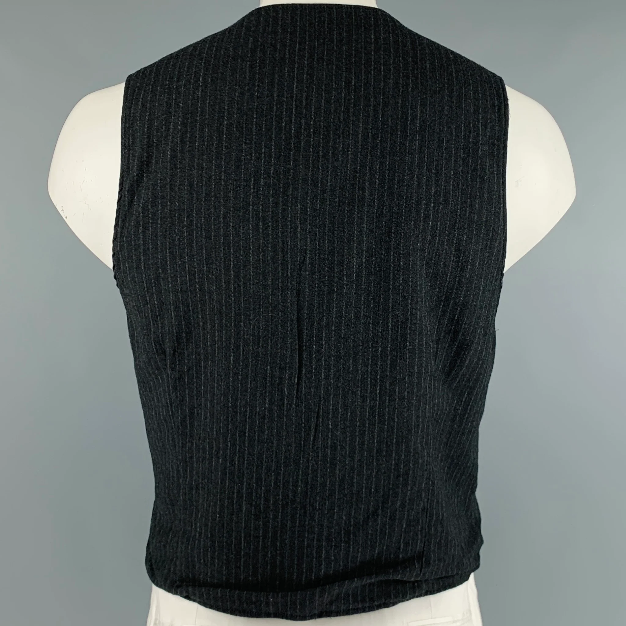 ENGINEERED GARMENTS Size L Grey Light Grey Herringbone Wool Blend Vest - Image 6