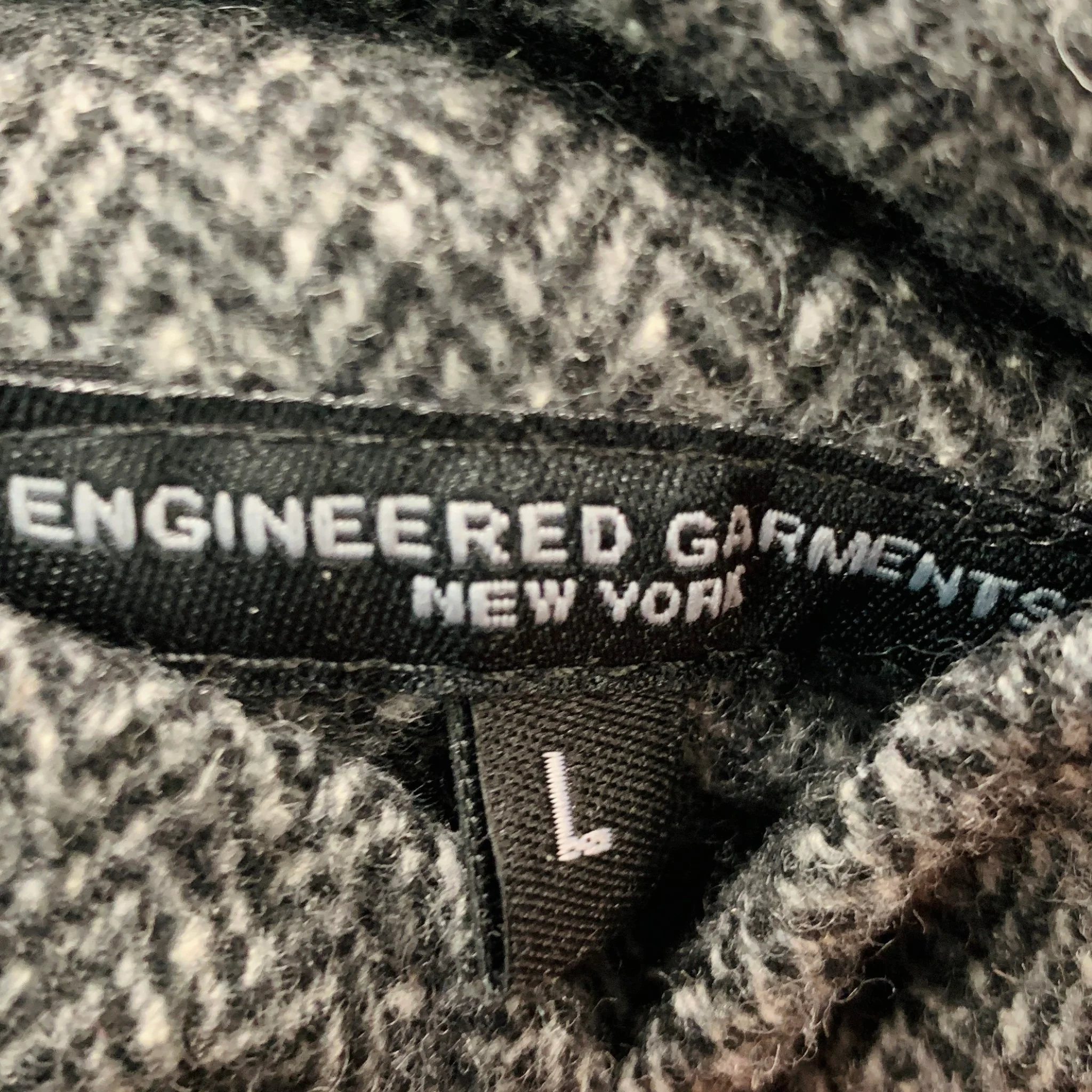 ENGINEERED GARMENTS Size L Grey Light Grey Herringbone Wool Blend Vest - Image 7