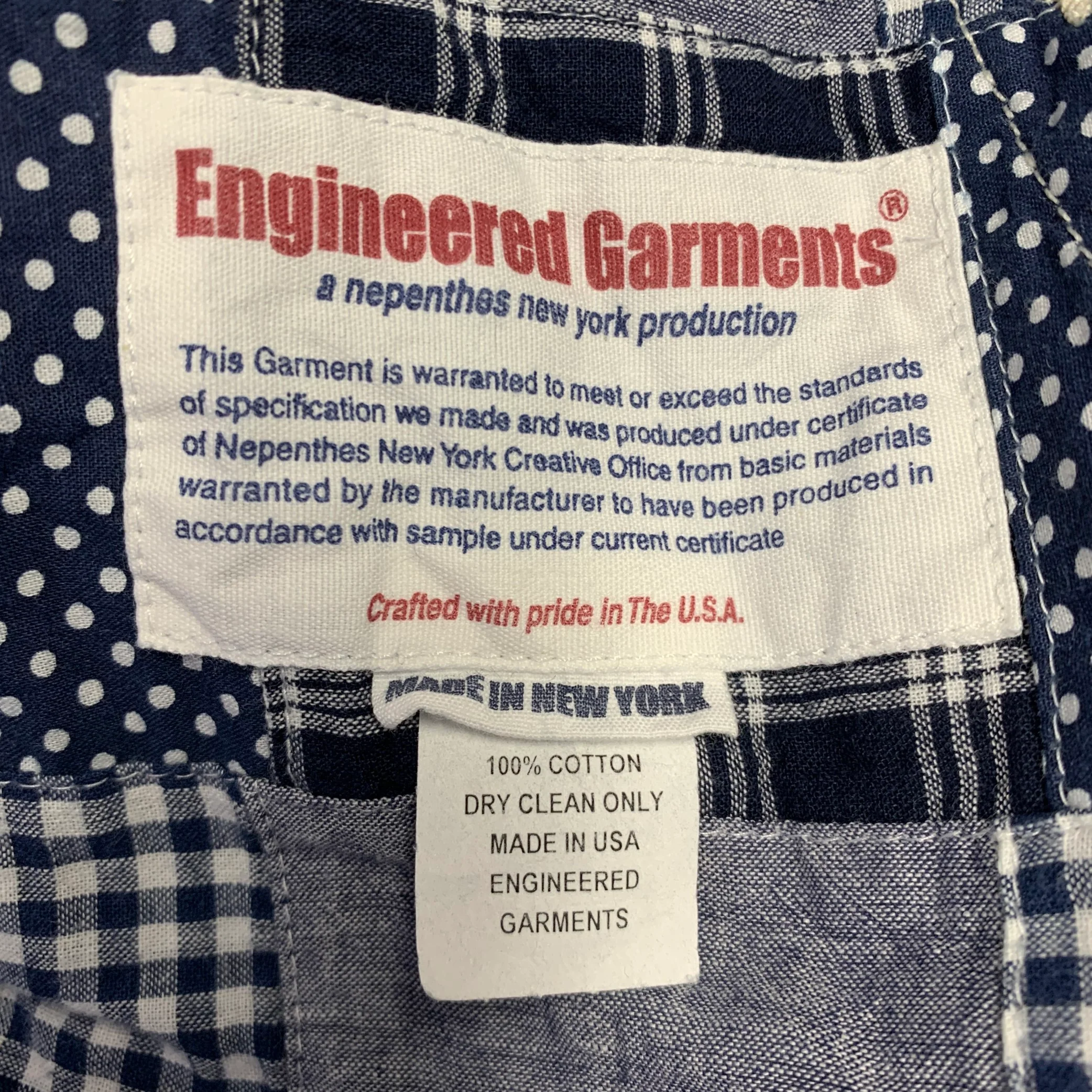 ENGINEERED GARMENTS Size XS Navy White Patchwork Cotton Sport Coat - Image 6