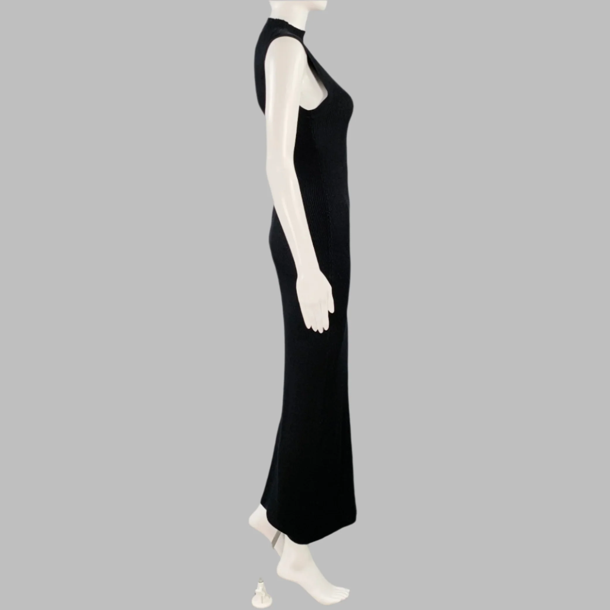 ENZA COSTA Size XS Black Viscose Blend Ribbed Sleeveless Dress - Image 3