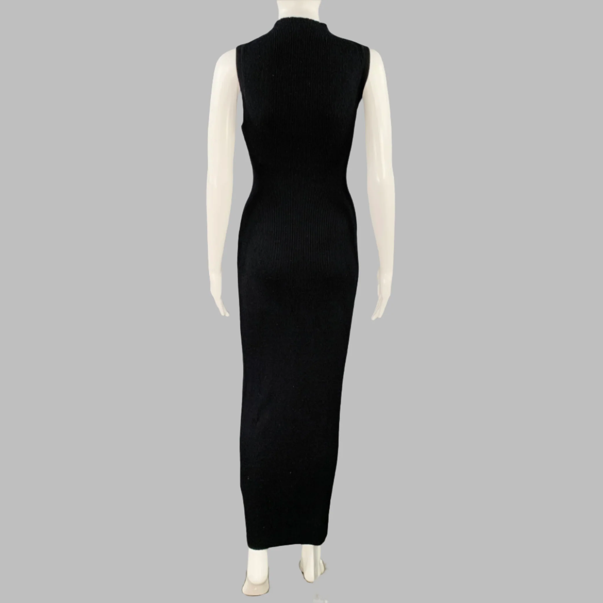 ENZA COSTA Size XS Black Viscose Blend Ribbed Sleeveless Dress - Image 4