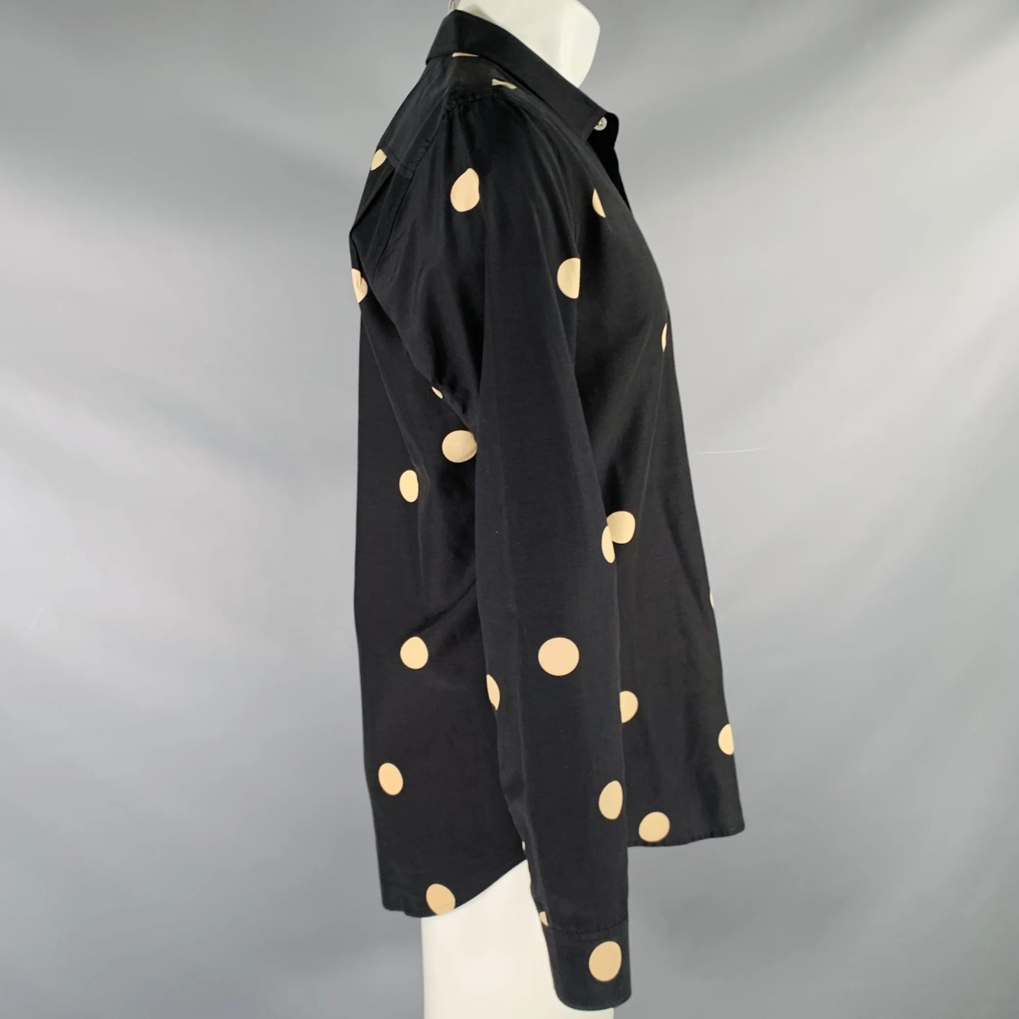 EQUIPMENT Size M Black Cream Polka Dot Button Up Long Sleeve Shirt - Image 2