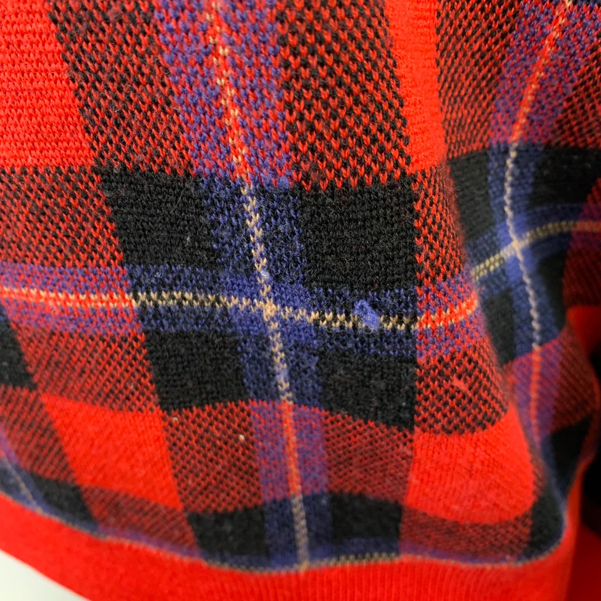 EQUIPMENT Size S Red Black Blue Wool Blend Plaid Crew Neck Pullover - Image 7