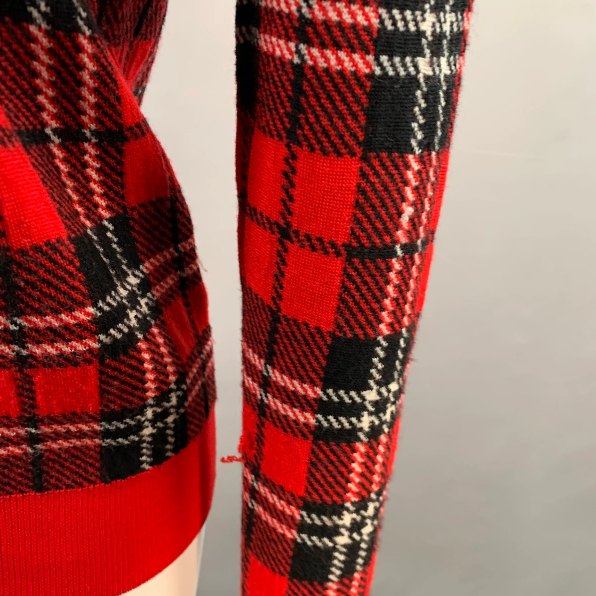 EQUIPMENT Size S Red Black White Wool Blend Plaid Crew Neck Pullover - Image 4
