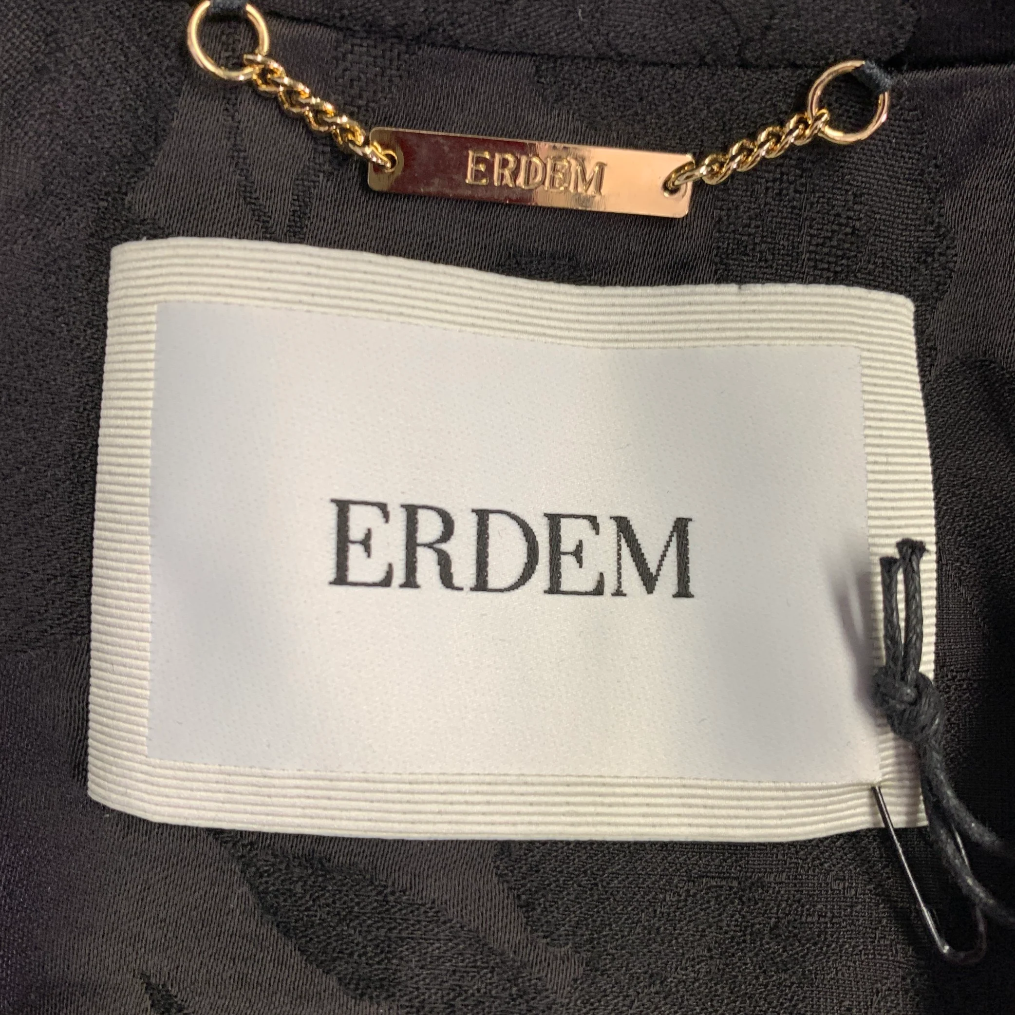 ERDEM Size 8 Black Wool Blend Floral Peak Lapel Jacket Blazer - Image 4
