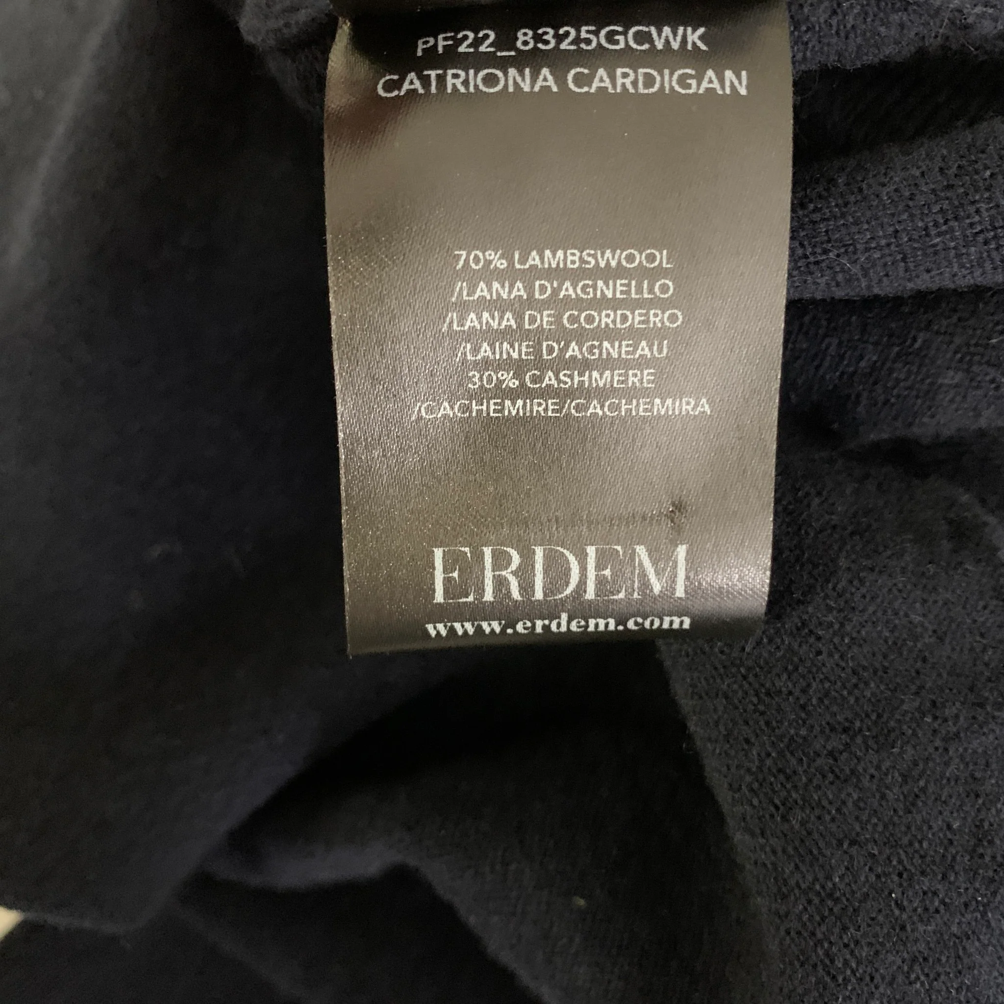 ERDEM Size S Navy White Cashmere Wool Cardigan - Image 7