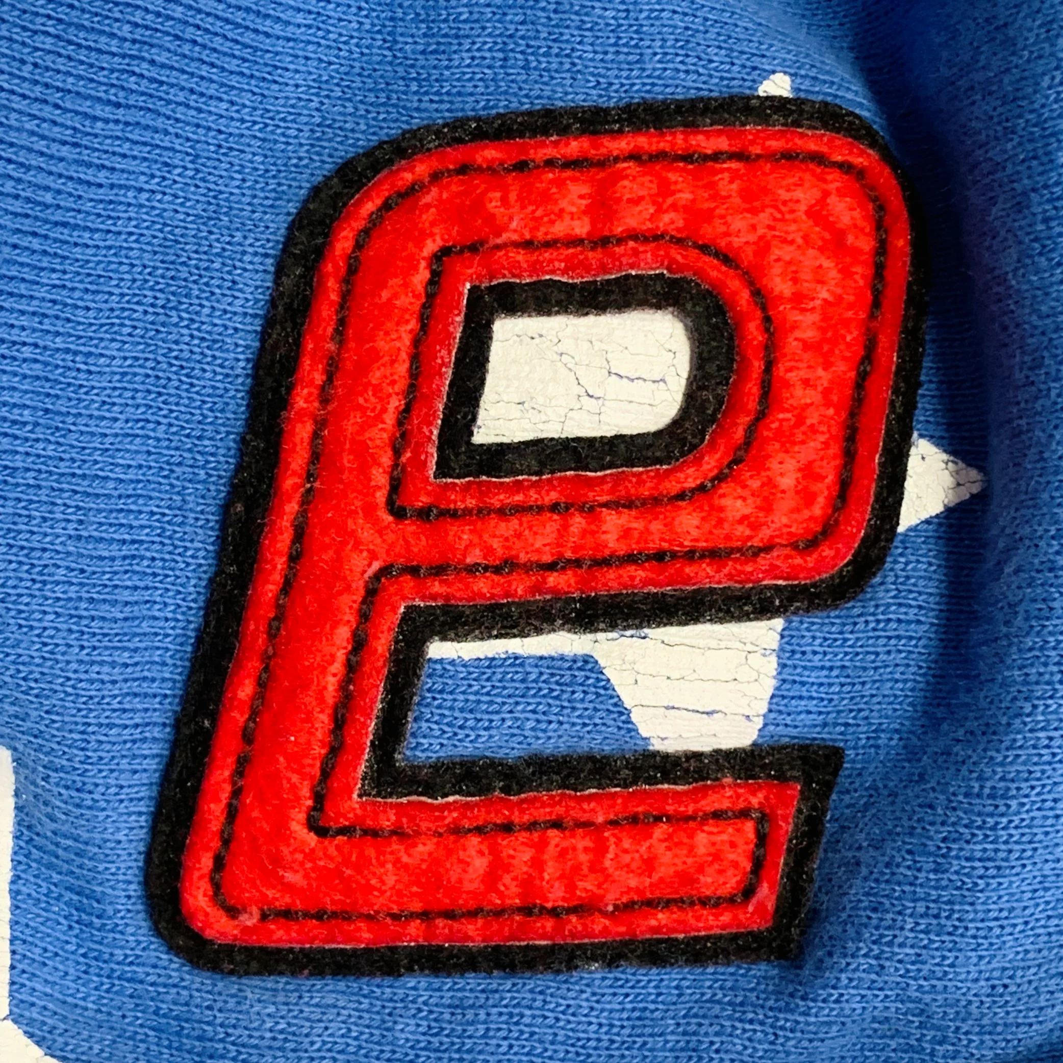 ERL Size XS Red White Blue Flag Cotton Cracked Effect Hooded Sweatshirt - Image 5