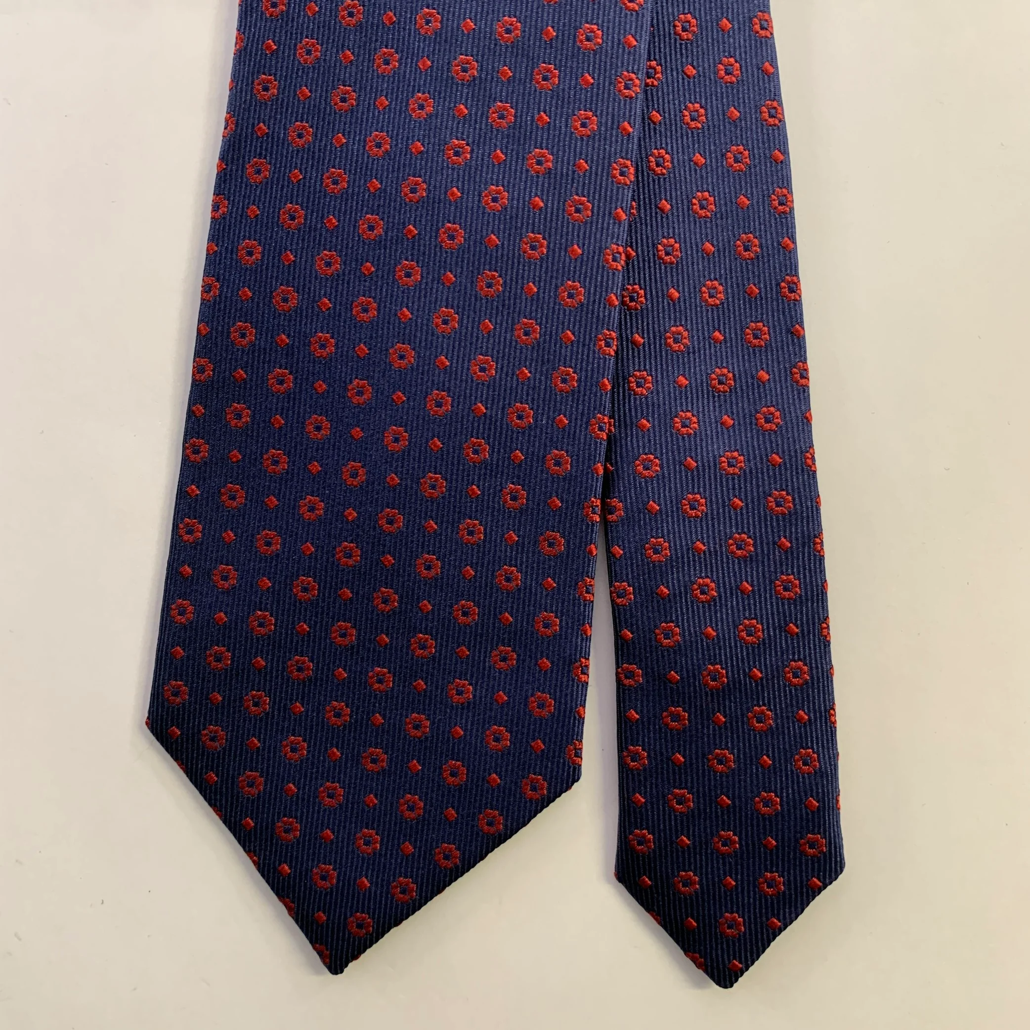 ERMENEGILDO ZEGN Navy Burgundy Foulard Silk Tie