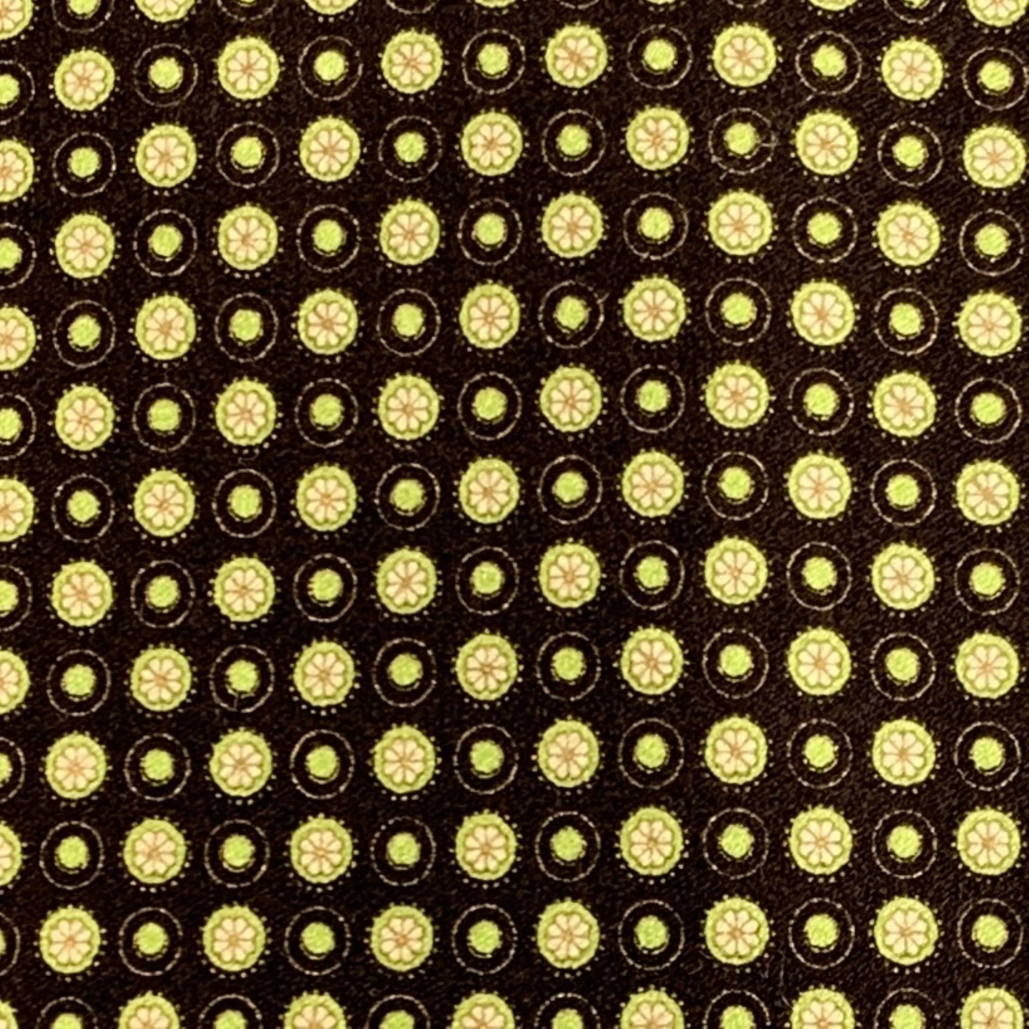 ERMENEGILDO ZEGNA Brown Green Dots Silk Satin Tie - Image 3