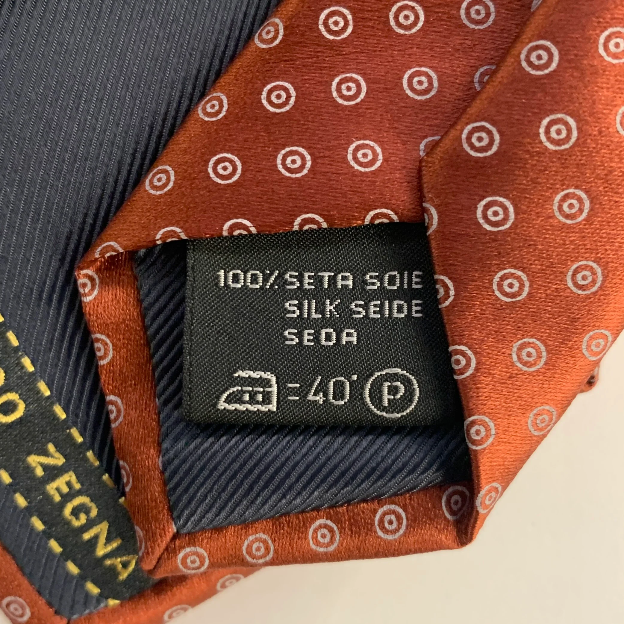 ERMENEGILDO ZEGNA Brown Rust White Dots Silk Tie - Image 3