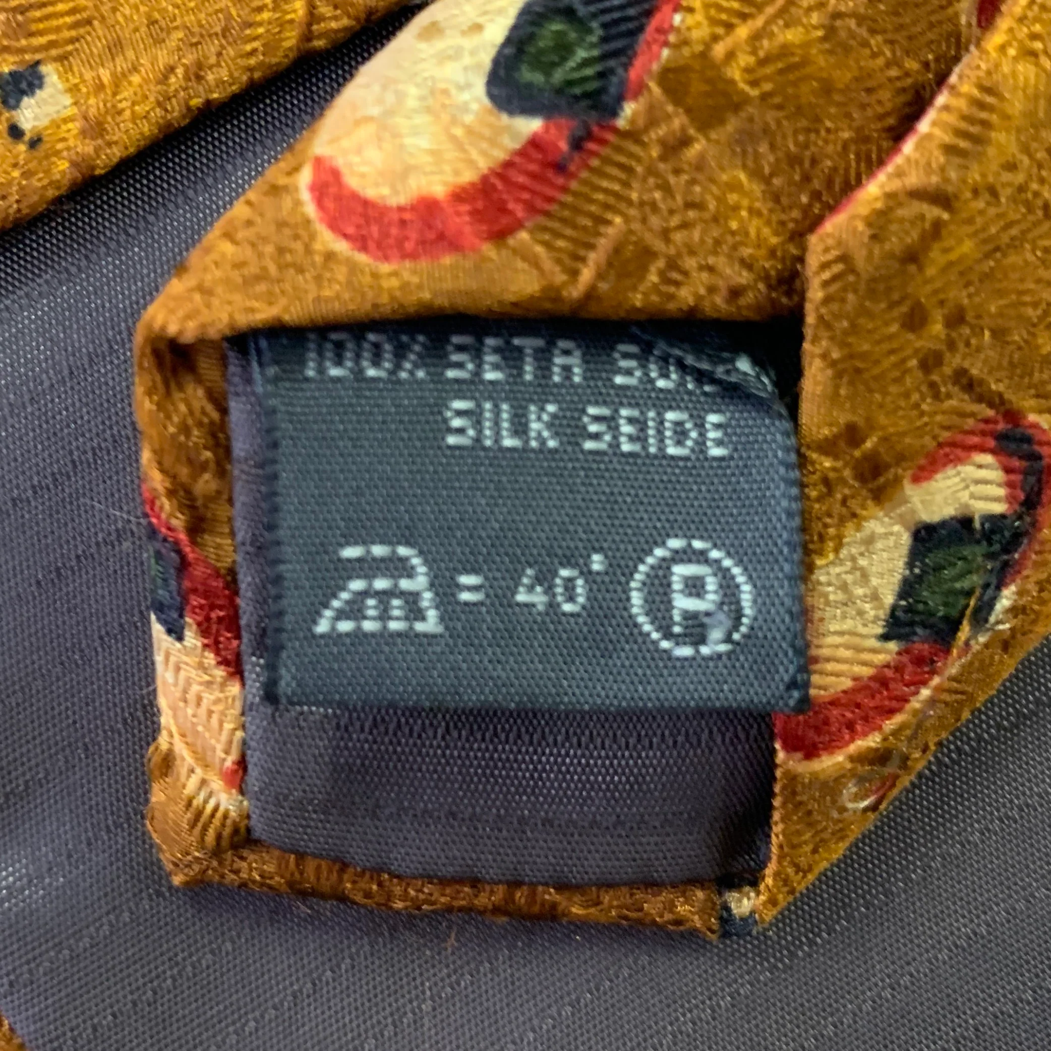 ERMENEGILDO ZEGNA Camel Red Black Geometric Silk Tie - Image 4