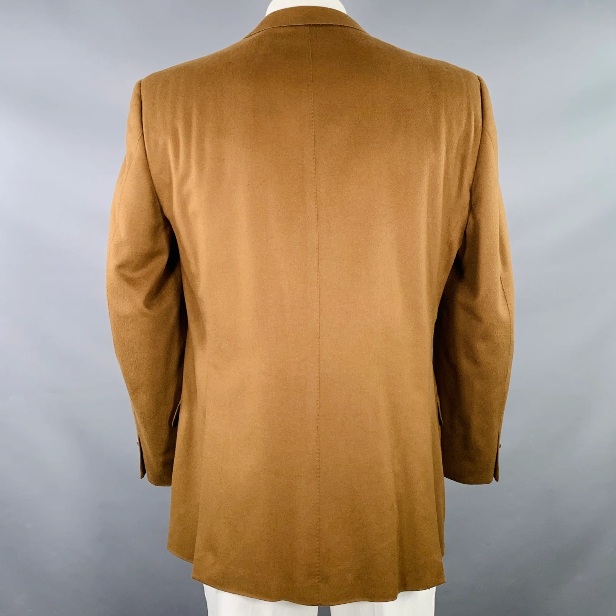 ERMENEGILDO ZEGNA Size 44 Brown Cashmere Notch Lapel Sport Coat - Image 3