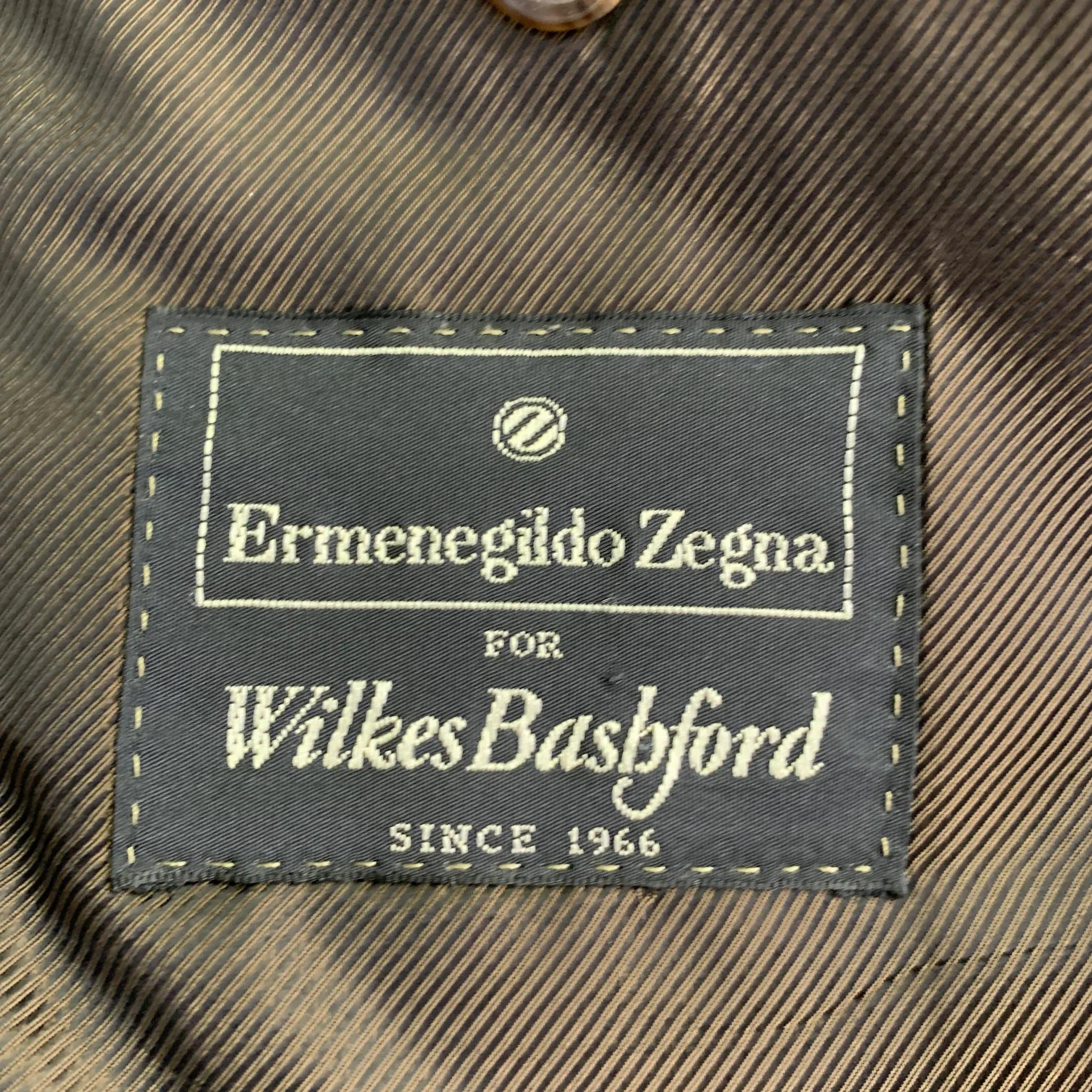 ERMENEGILDO ZEGNA Size 44 Brown Cashmere Notch Lapel Sport Coat - Image 5