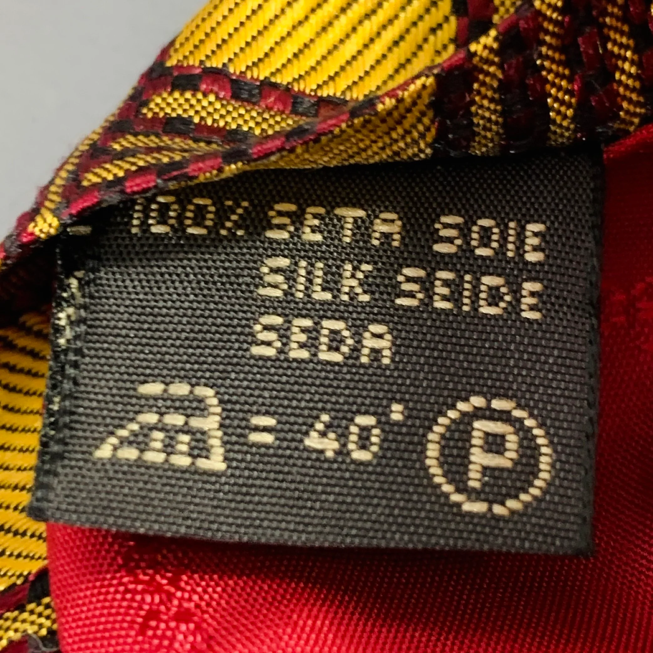 ERMENEGILDO ZEGNA Gold Burgundy Jacquard Silk Tie - Image 4