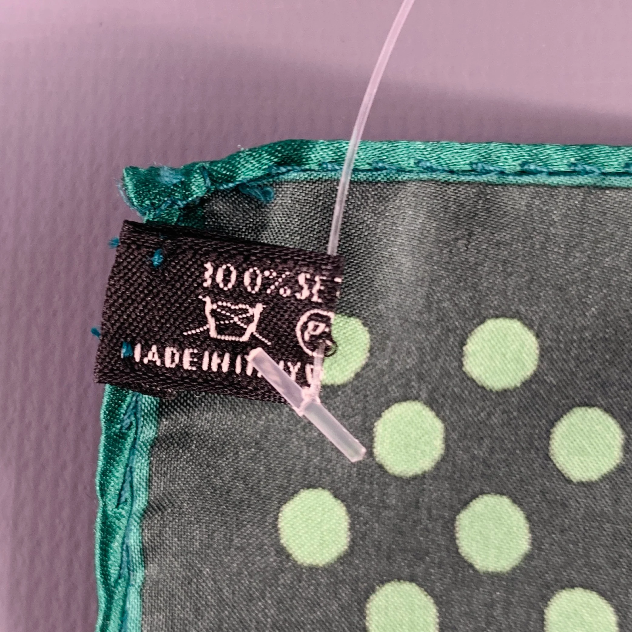 ERMENEGILDO ZEGNA Green Dark Green Dots Silk Pocket Square - Image 4
