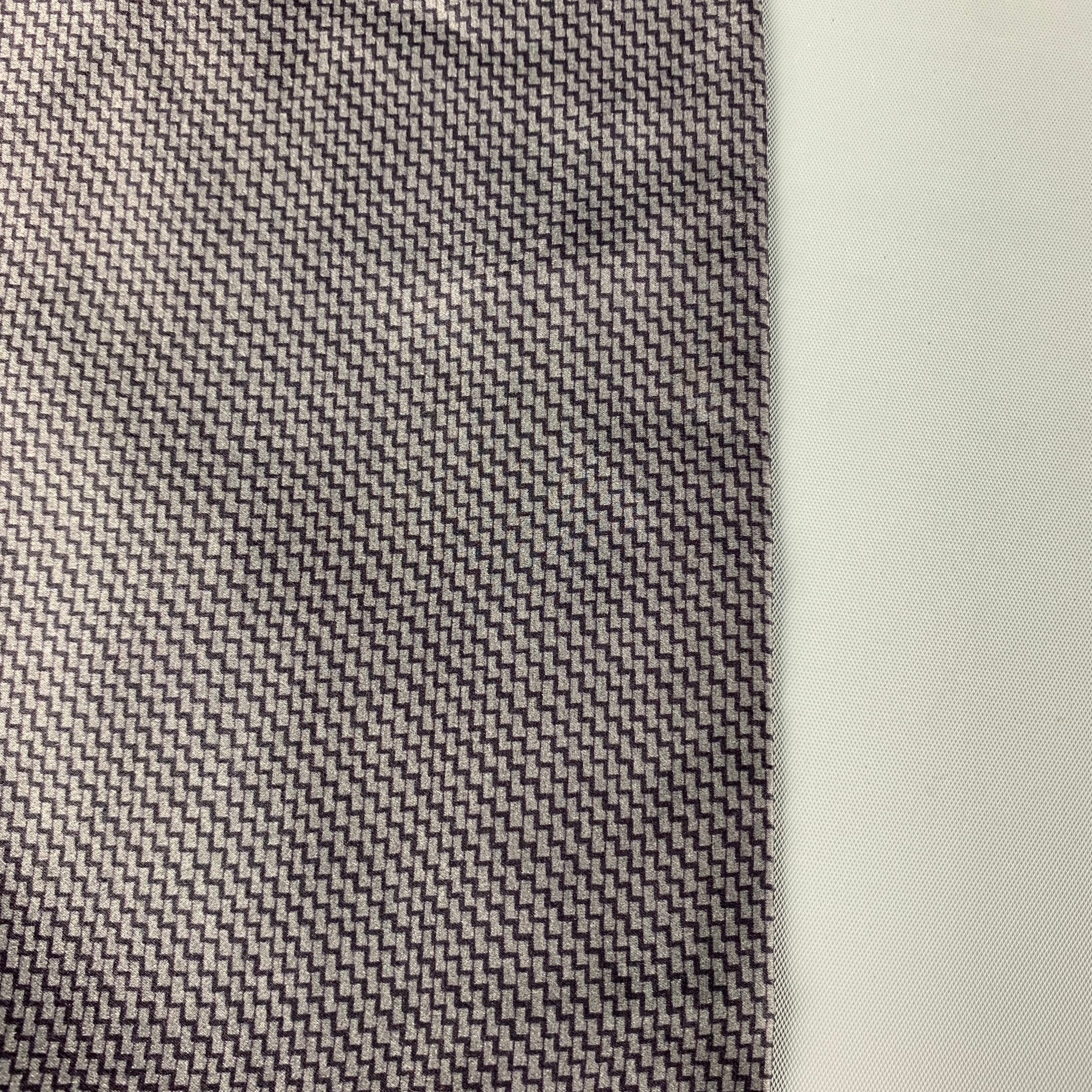 ERMENEGILDO ZEGNA Grey Black Zig-Zag Silk Satin Scarf - Image 3