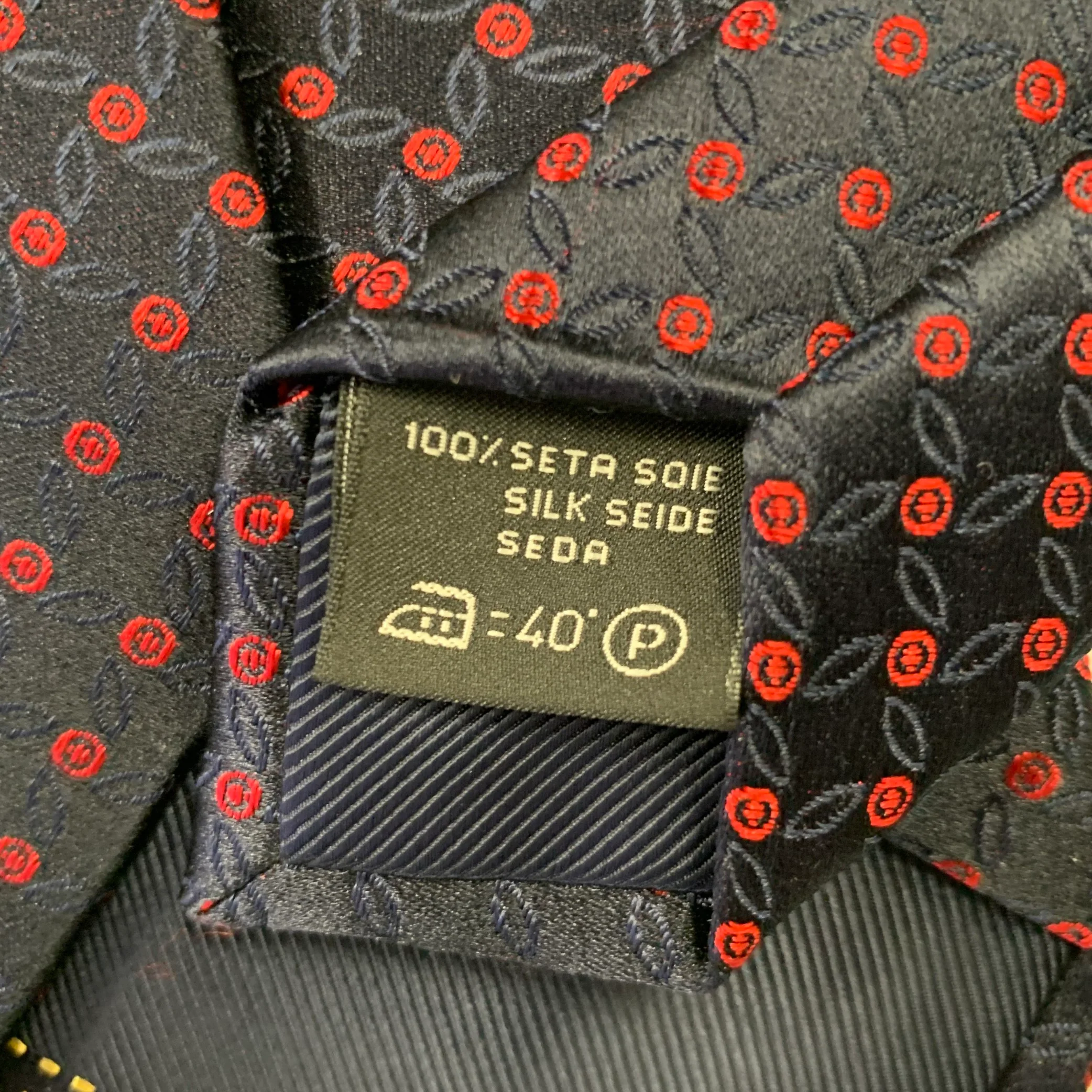 ERMENEGILDO ZEGNA Navy Red Dots Silk Tie - Image 3