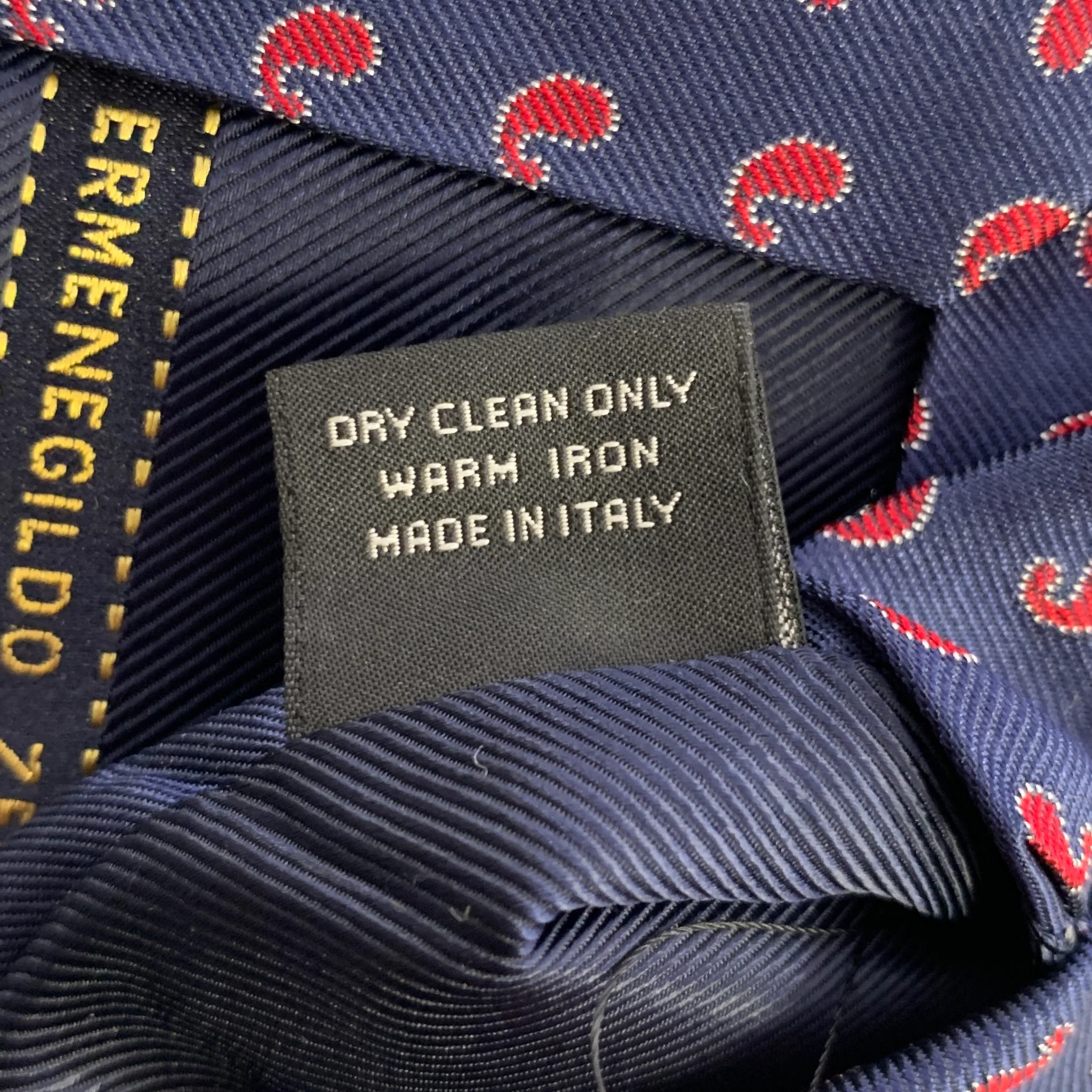 ERMENEGILDO ZEGNA Navy Red Paisley Silk Tie - Image 3