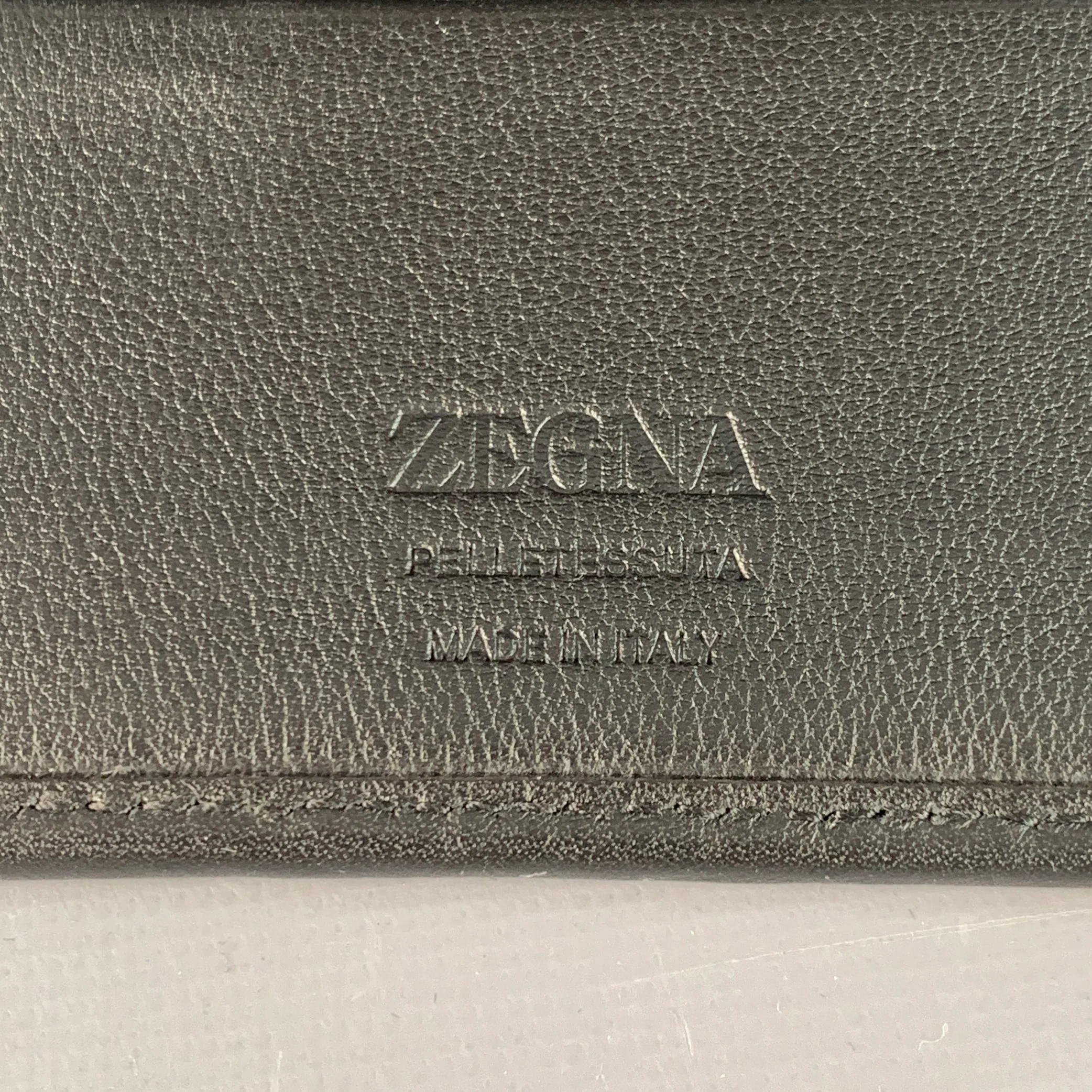 ERMENEGILDO ZEGNA One Size Black Textured Woven Leather Card Case Wallet - Image 4